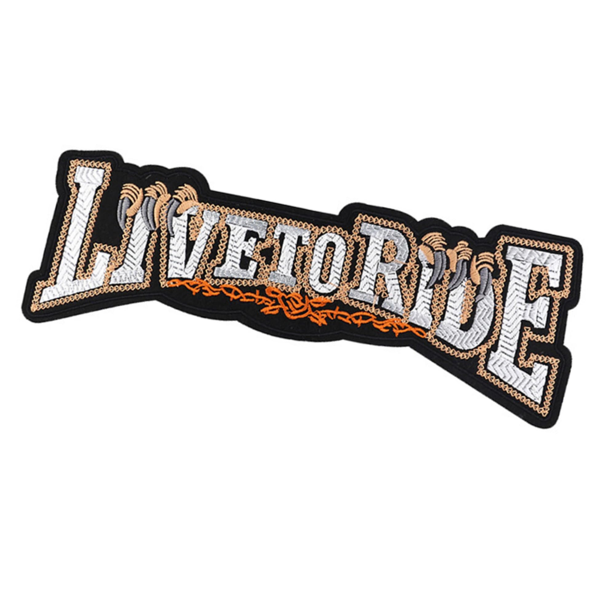 ODSP Live to Ride Large Motorcycle Iron-on Patch, Embroidered Fabric Applique, 12.4 x 4.3 Inches - Image 4
