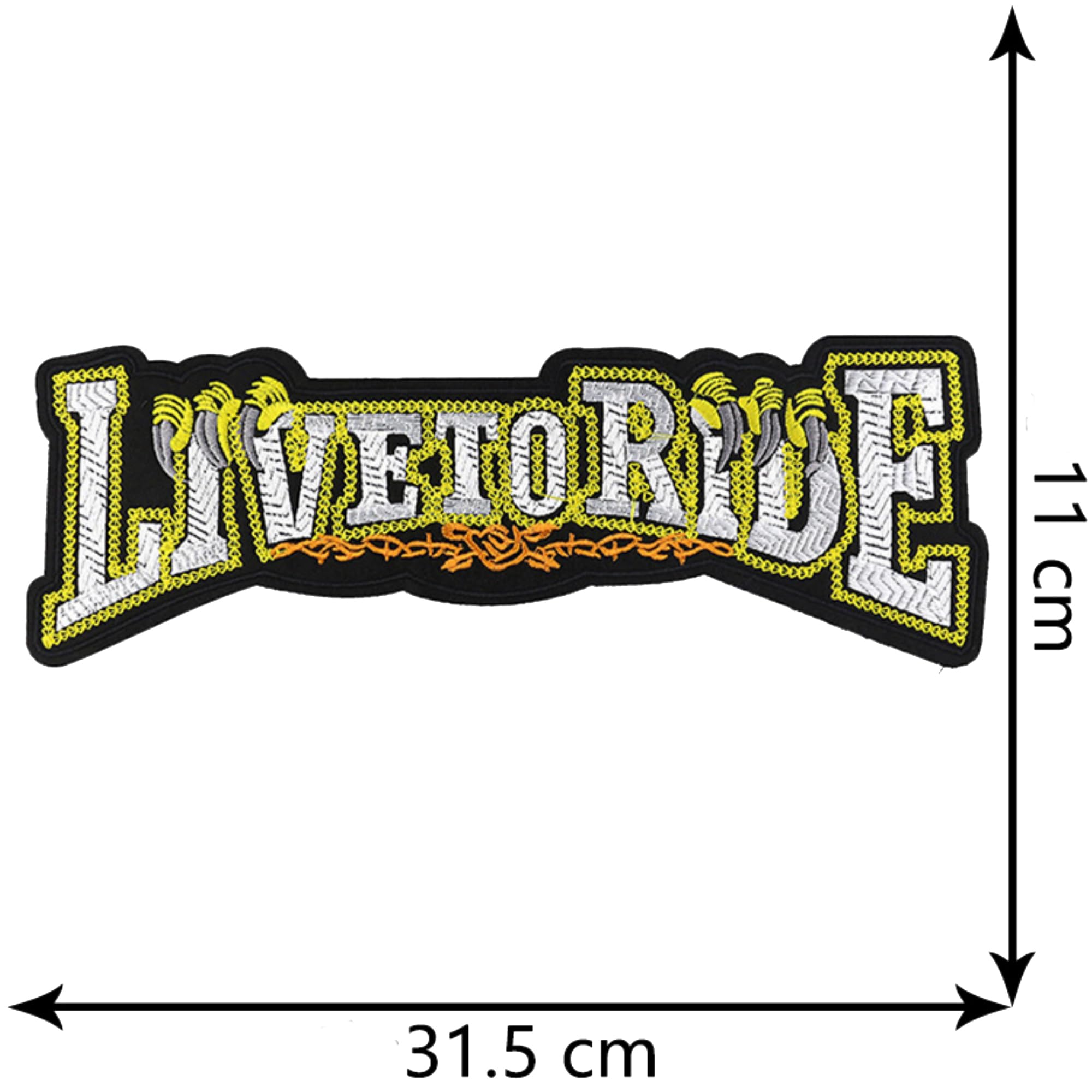 ODSP Live to Ride Large Motorcycle Iron-on Patch, Embroidered Fabric Applique, 12.4 x 4.3 Inches - Image 2