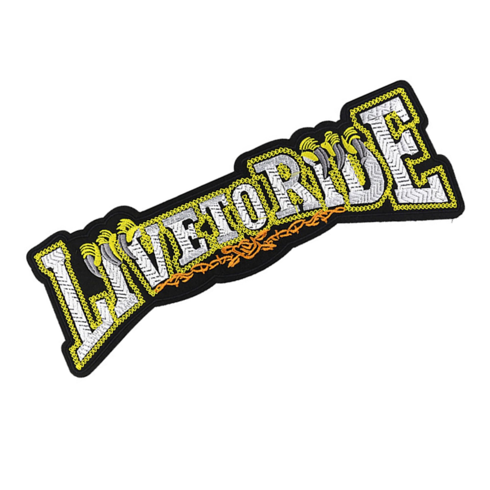 ODSP Live to Ride Large Motorcycle Iron-on Patch, Embroidered Fabric Applique, 12.4 x 4.3 Inches - Image 3
