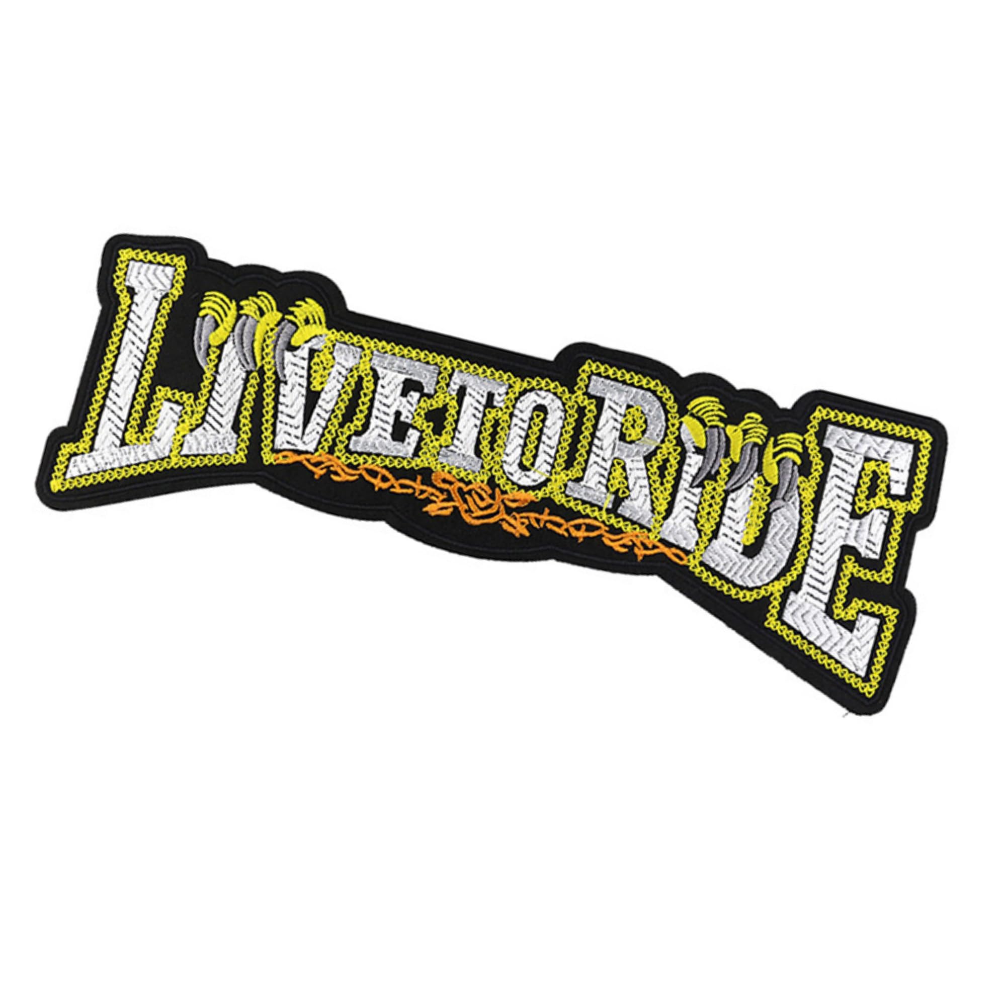 ODSP Live to Ride Large Motorcycle Iron-on Patch, Embroidered Fabric Applique, 12.4 x 4.3 Inches - Image 4