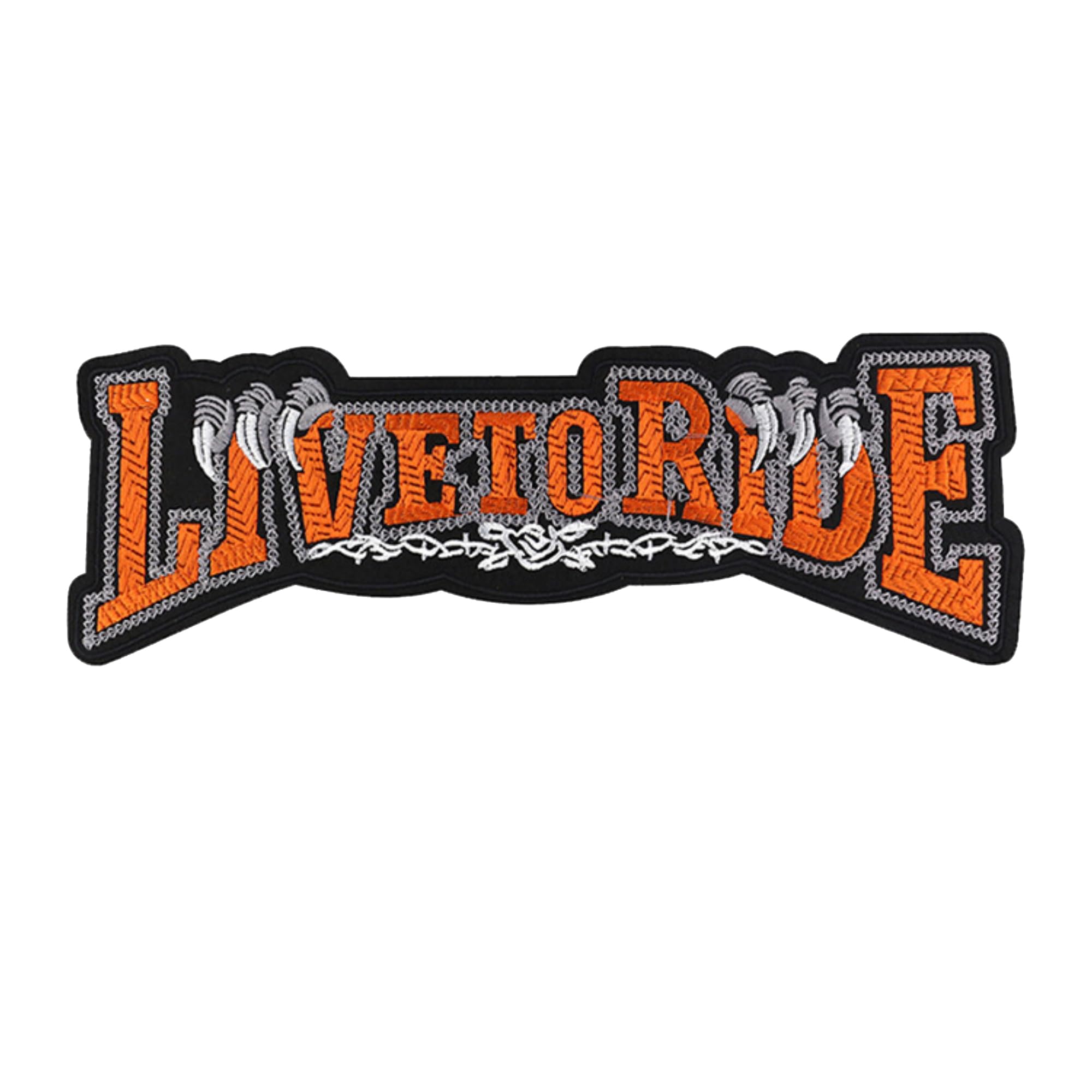 ODSP Live to Ride Large Motorcycle Iron-on Patch, Embroidered Fabric Applique, 12.4 x 4.3 Inches