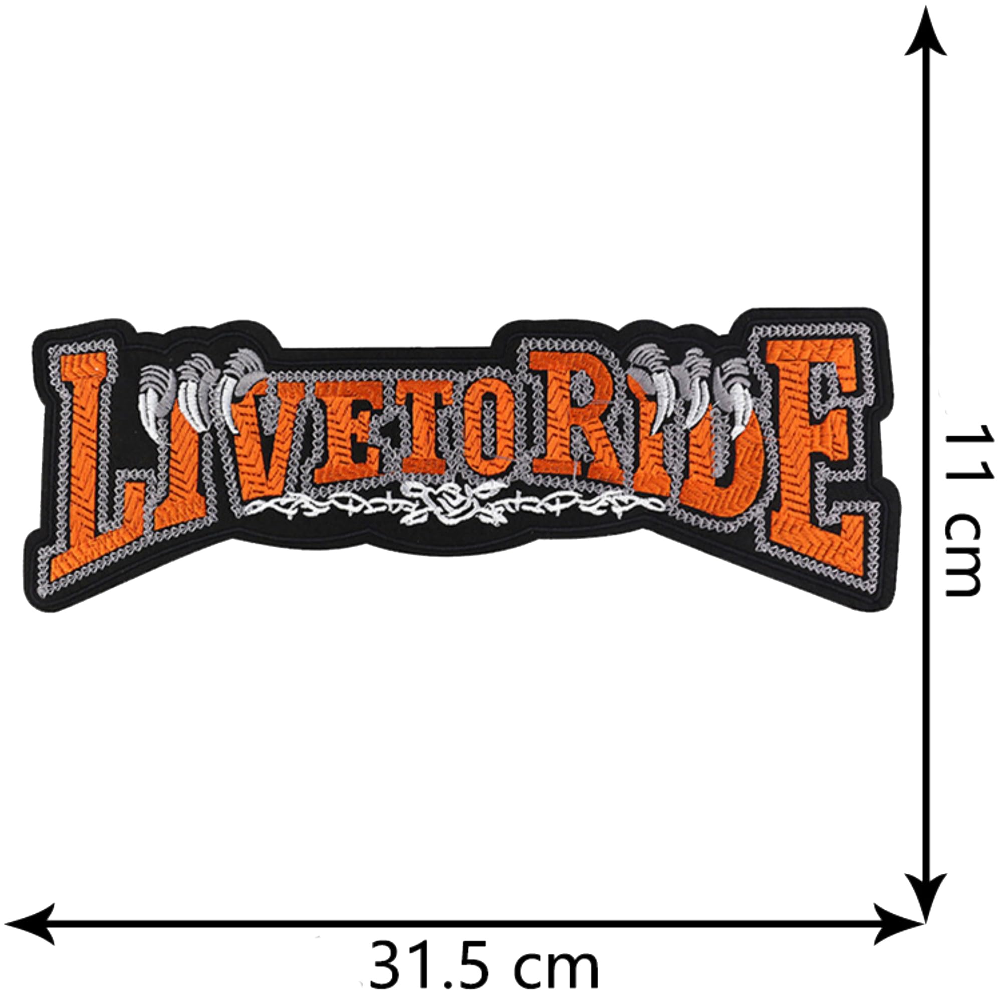 ODSP Live to Ride Large Motorcycle Iron-on Patch, Embroidered Fabric Applique, 12.4 x 4.3 Inches - Image 2