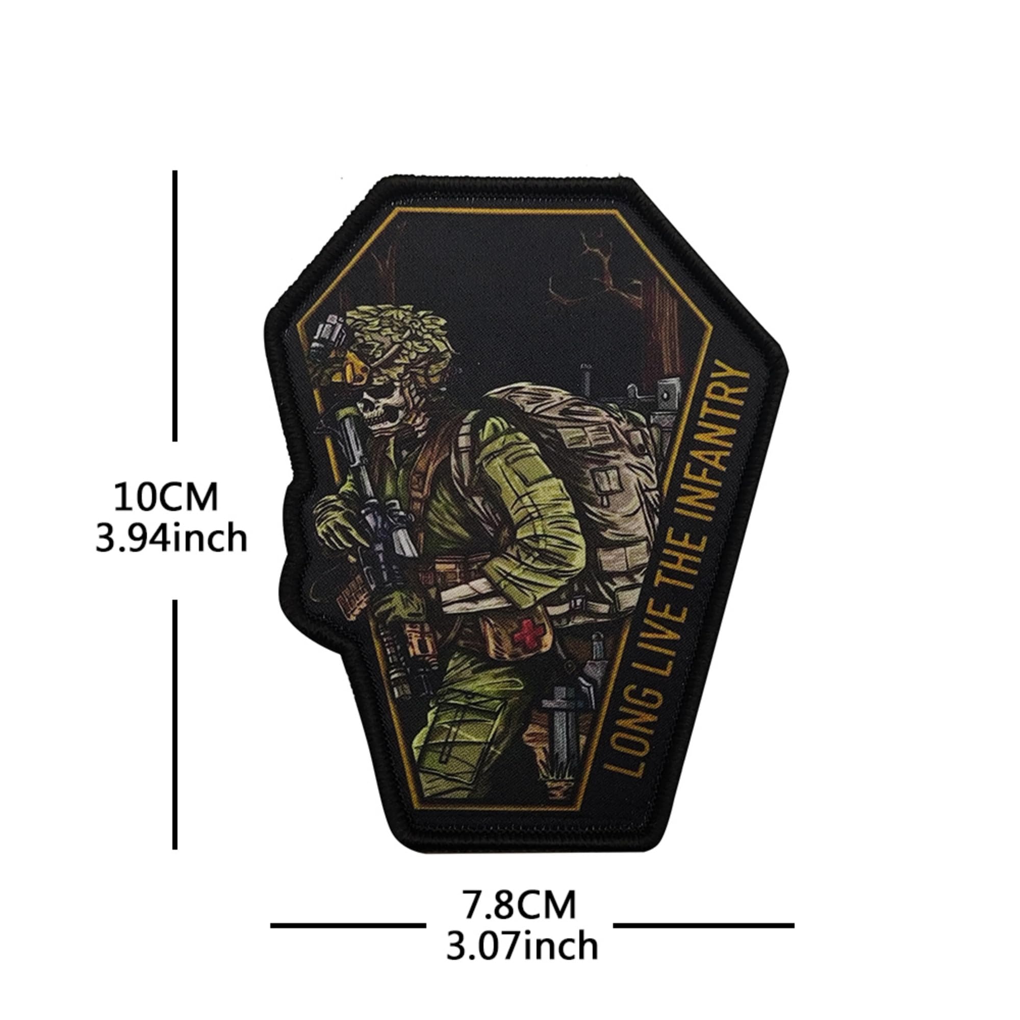 ODSP Long Live The Infantry Printed Patches, Tactical Morale Military Emblem Patch Badges Decorative Appliques, Hook and Loop Backing Patches for Hats, Clothing, Backpacks, 3.94 x 3.07 Inches, Black - Image 2