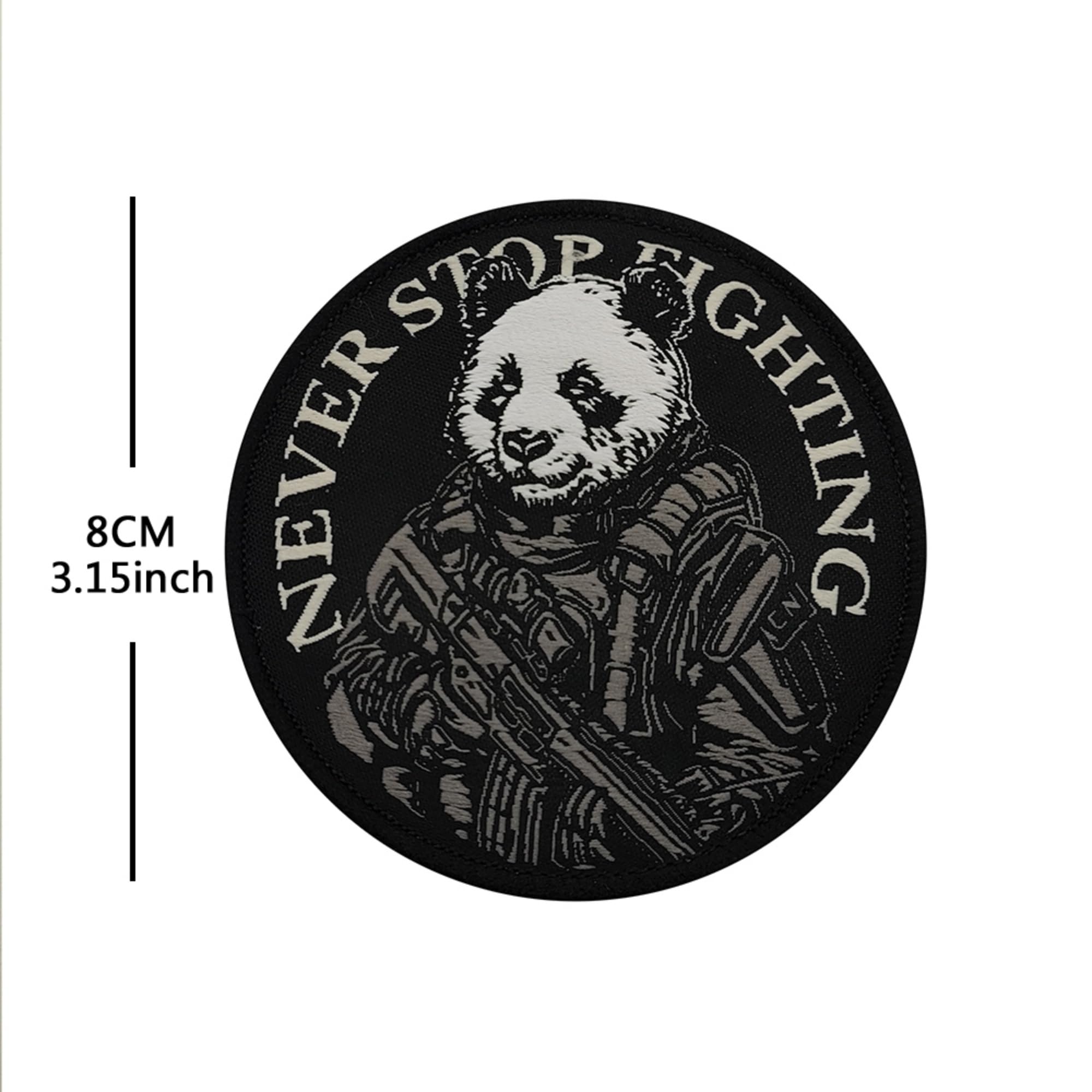 ODSP Military Tactical Morale Patches, Never Stop Fighting Panda Design, Hook and Loop Backing, 3.15 Inch, 2-Pack - Image 3