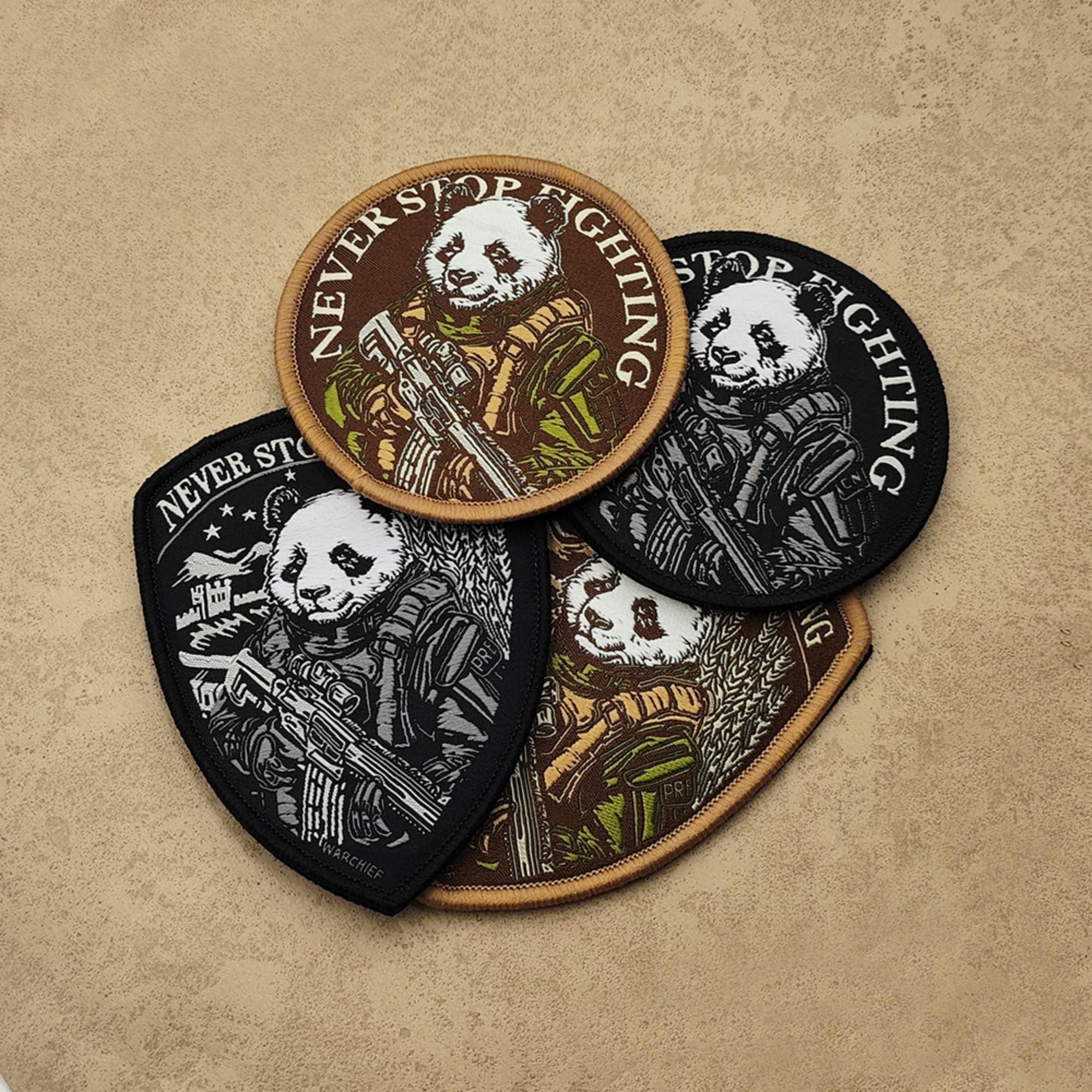 ODSP Military Tactical Morale Patches, Never Stop Fighting Panda Design, Hook and Loop Backing, 3.15 Inch, 2-Pack - Image 4
