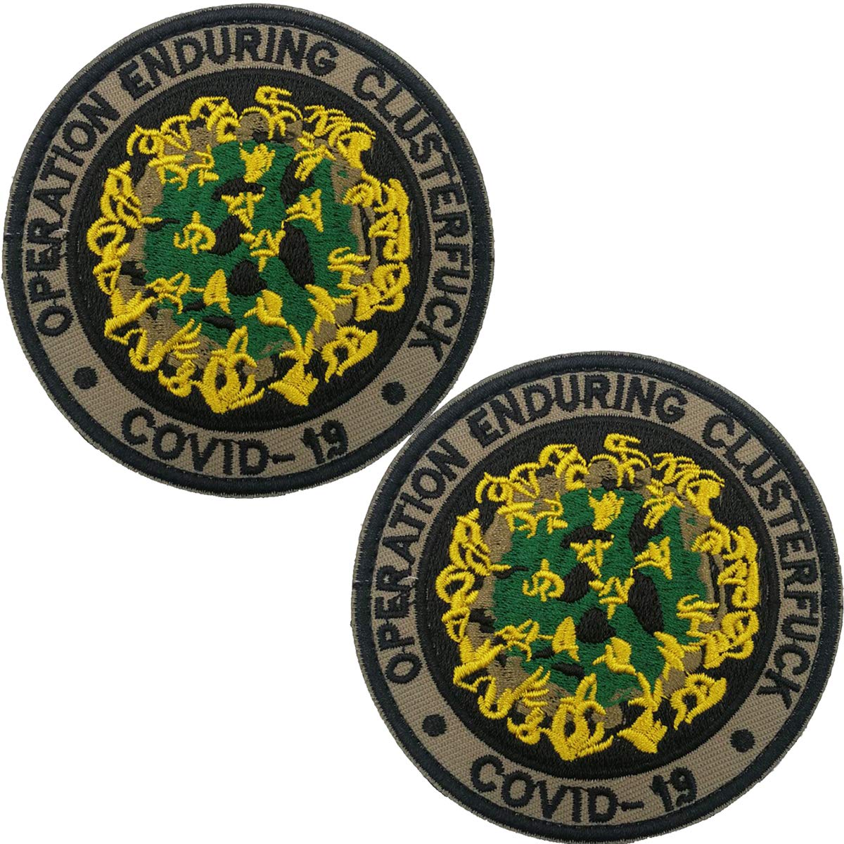 ODSP Operation Enduring Clusterfck COVID-19 Embroidered Patch - Emblem Tactical Military Morale Funny Patches Badges Appliques with Fastener Hook and Loop Backing 3.15 Inch 2 Pieces