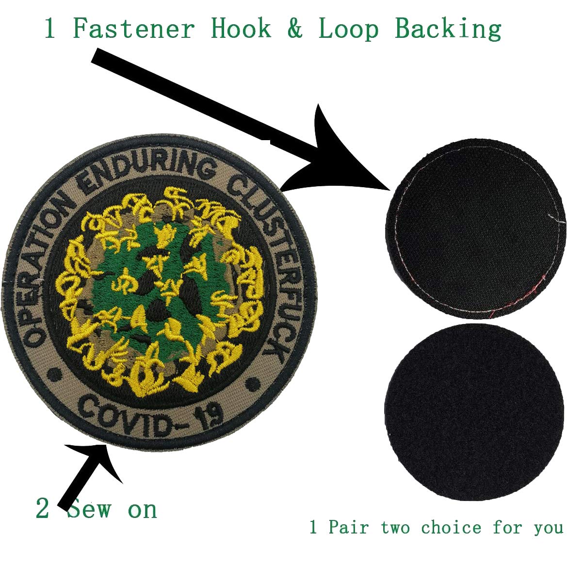 ODSP Operation Enduring Clusterfck COVID-19 Embroidered Patch - Emblem Tactical Military Morale Funny Patches Badges Appliques with Fastener Hook and Loop Backing 3.15 Inch 2 Pieces - Image 3