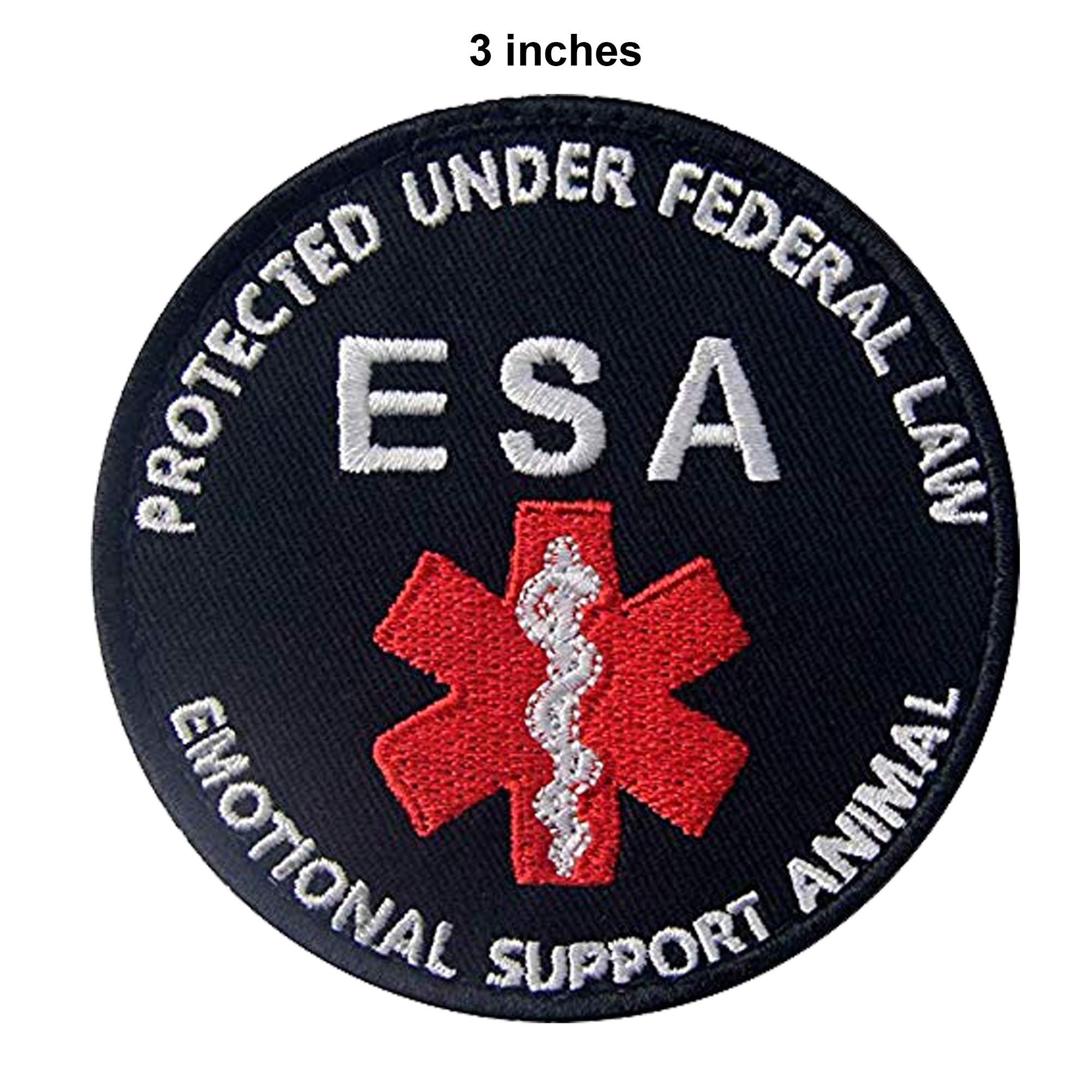 ODSP Protected Under Federal Law ESA Emotional Support Animal Emblem Embroidered Fastener Hook & Loop Tactical Morale Patch for Harness Vest 3 inches Wide by 3 inches Tall Pack of 2 - Image 2