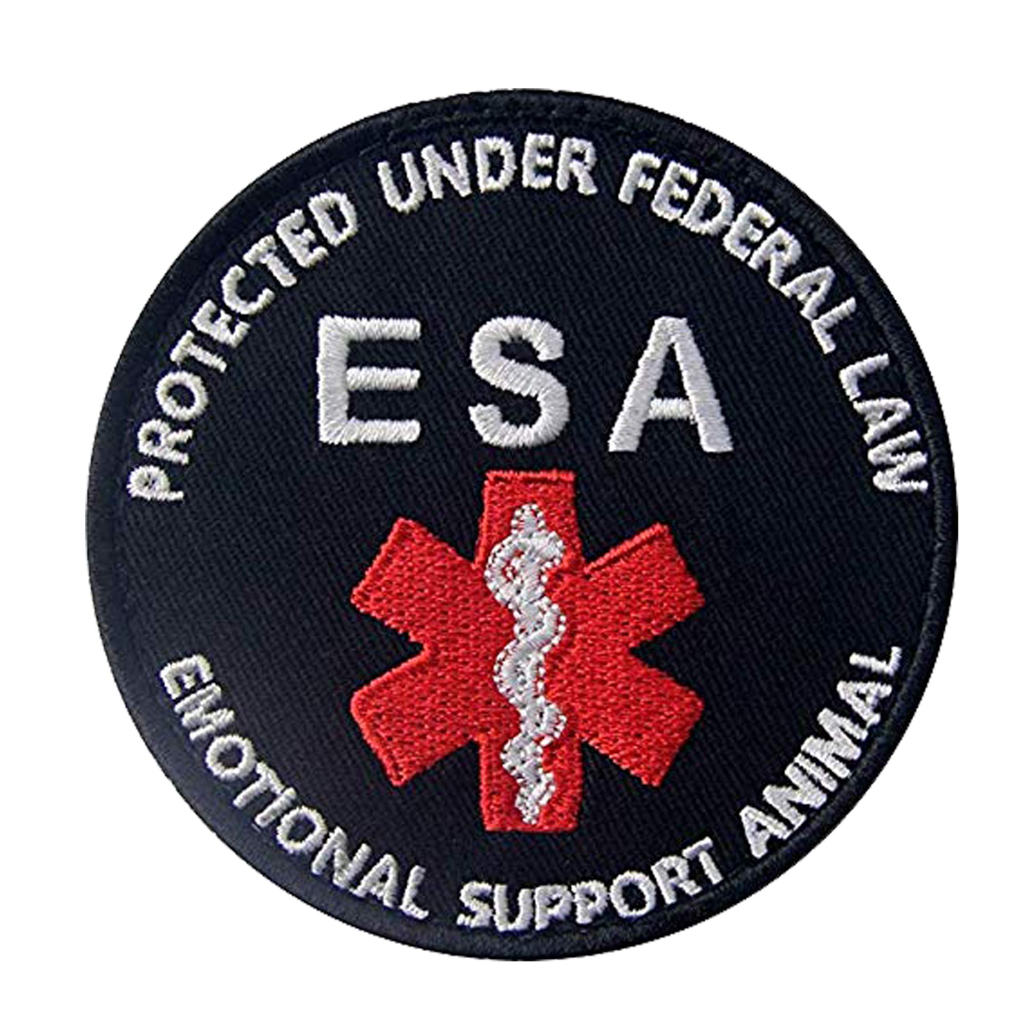 ODSP Protected Under Federal Law ESA Emotional Support Animal Emblem Embroidered Fastener Hook & Loop Tactical Morale Patch for Harness Vest 3 inches Wide by 3 inches Tall Pack of 2 - Image 3