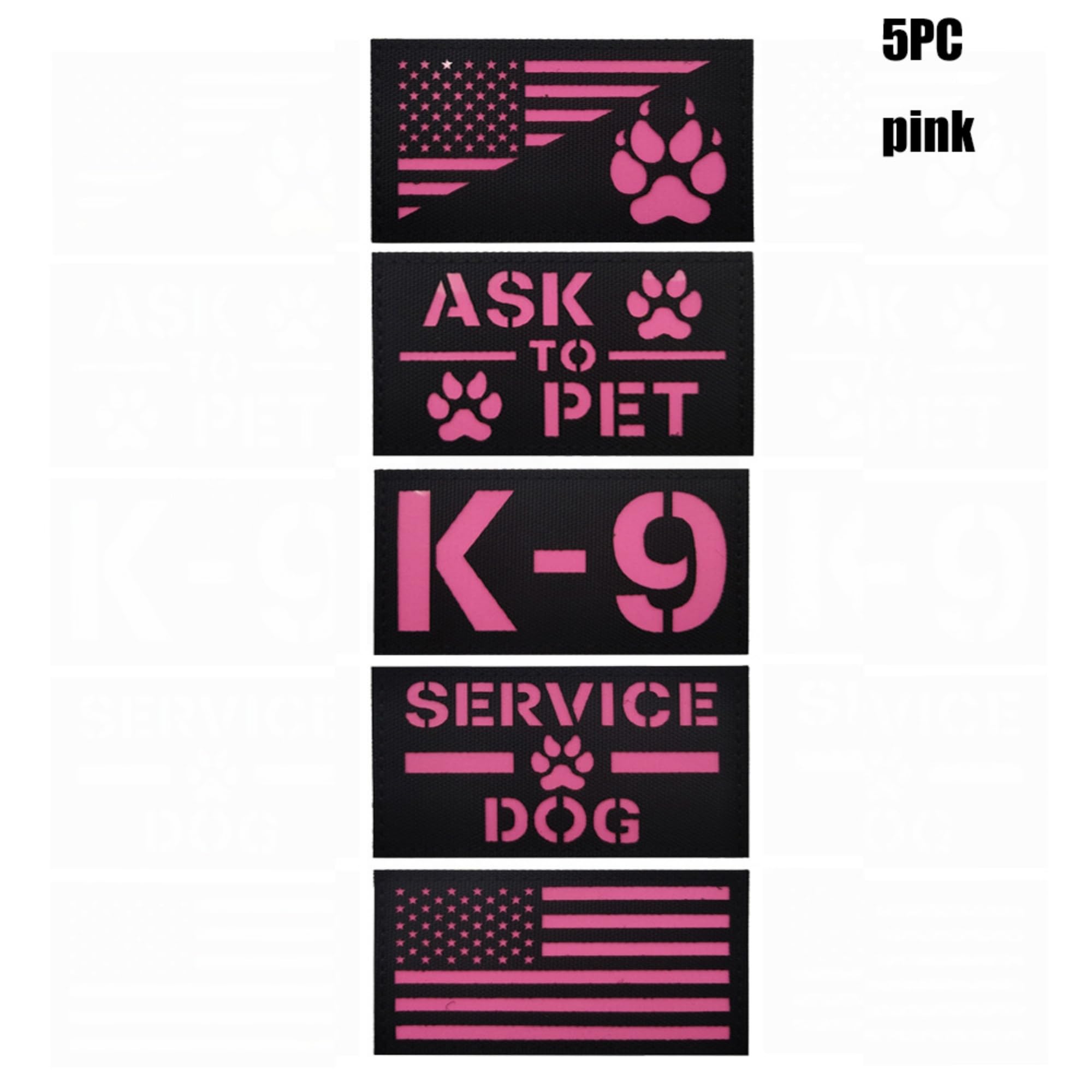 ODSP Service Dog Reflective Patches Decorative Appliques, 3.54 x 1.97 Inch, Glow in Dark, Hook and Loop Backing, Tactical Military Morale Badges, 2 Pack - Image 7