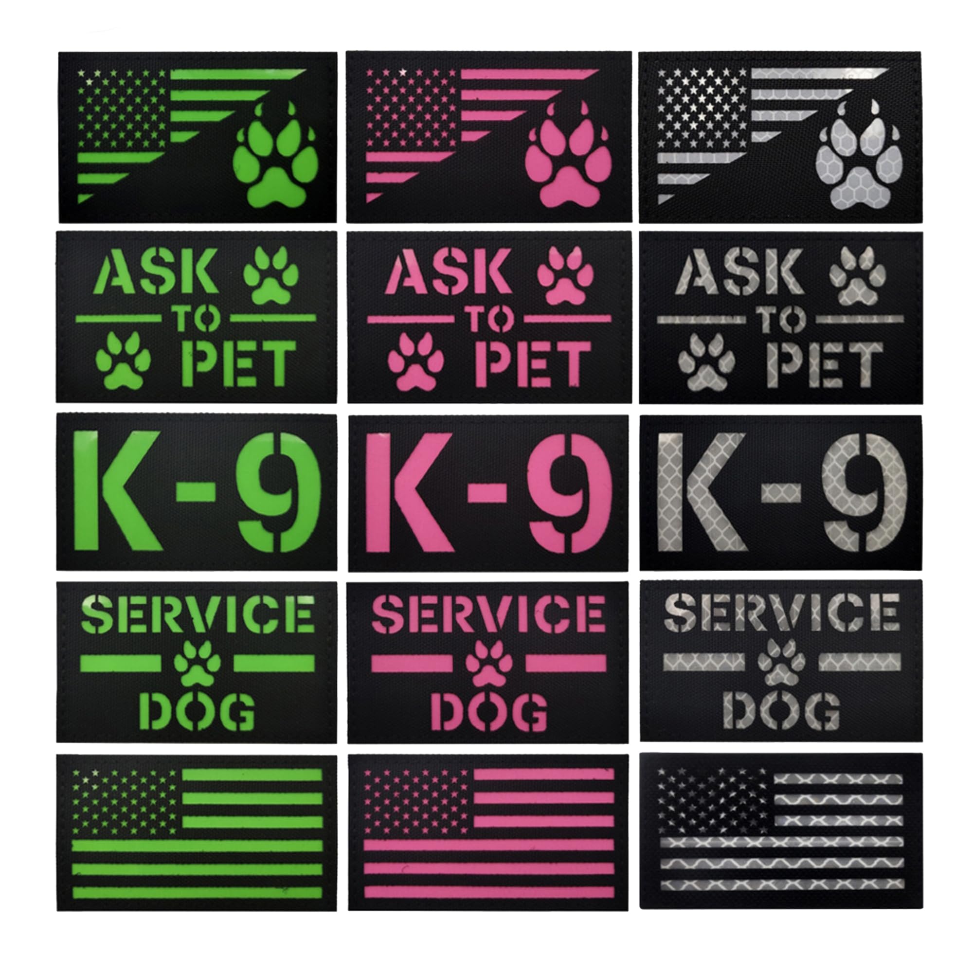 ODSP Service Dog Reflective Patches Decorative Appliques, 3.54 x 1.97 Inch, Glow in Dark, Hook and Loop Backing, Tactical Military Morale Badges, 2 Pack - Image 8