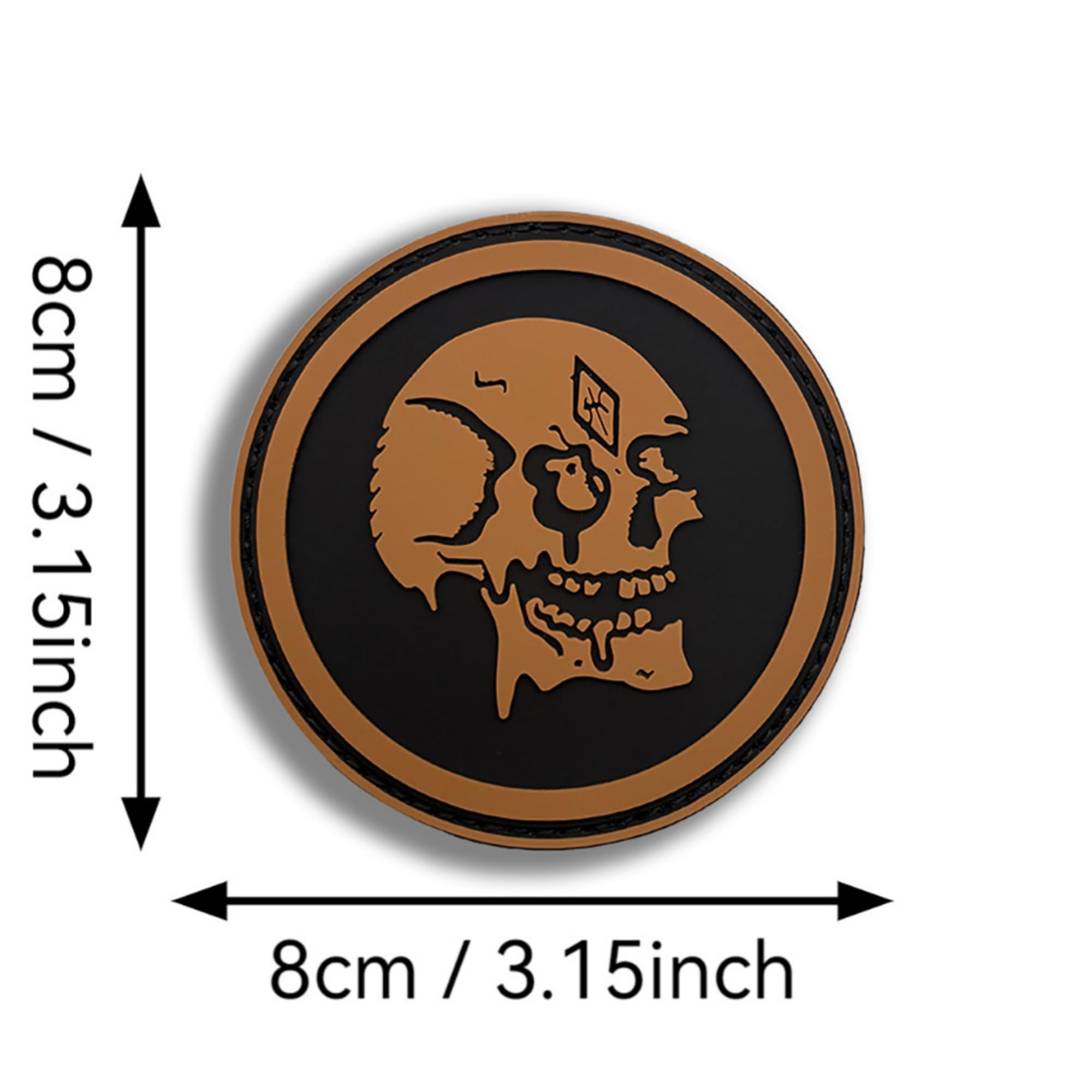 ODSP Skull Patch PVC Soft Rubber Morale Badge with Hook Backing, 3.15 Inch Round, 4 Color Variants, Brown Black White Red (Black mud) - Image 2