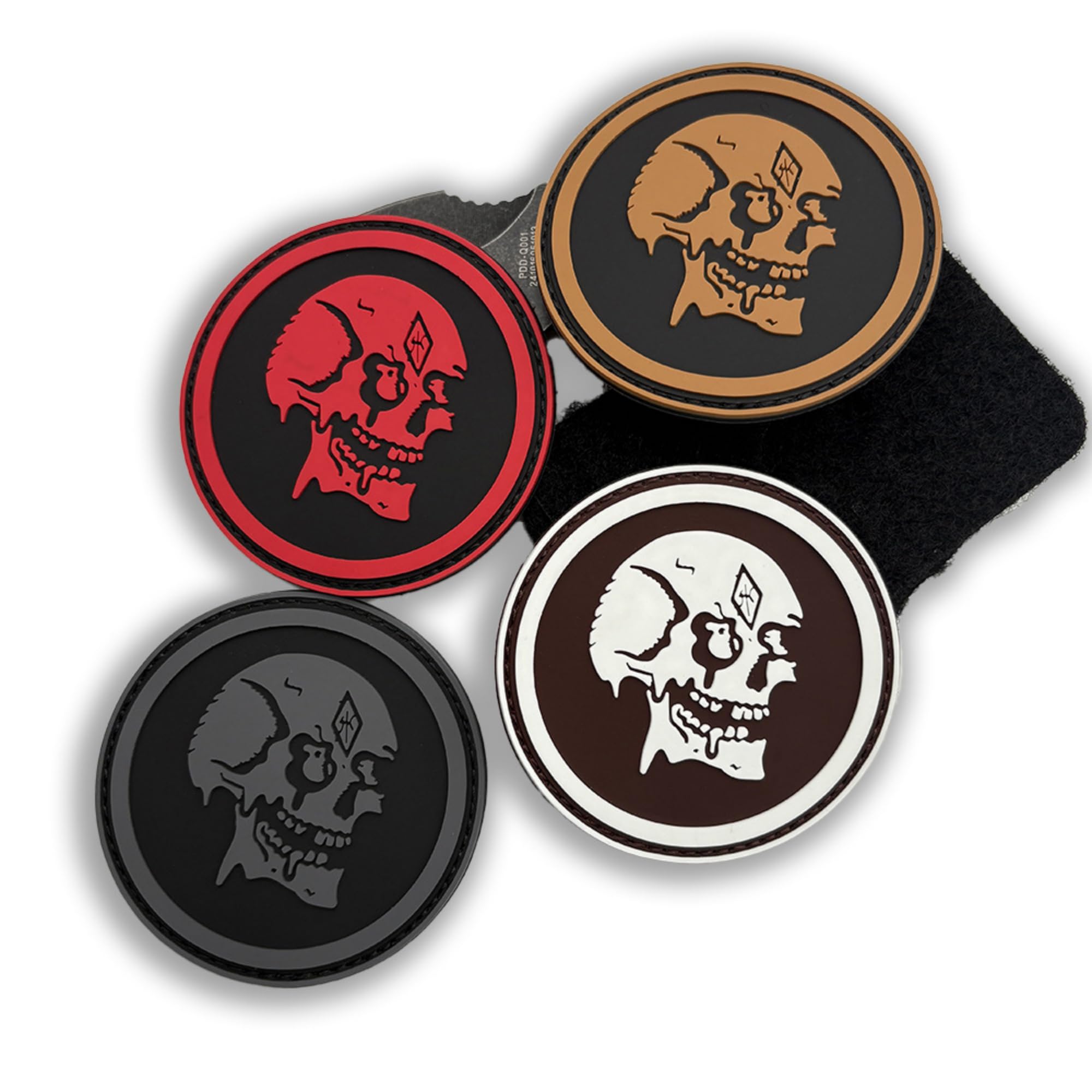ODSP Skull Patch PVC Soft Rubber Morale Badge with Hook Backing, 3.15 Inch Round, 4 Color Variants, Brown Black White Red (Black mud) - Image 5