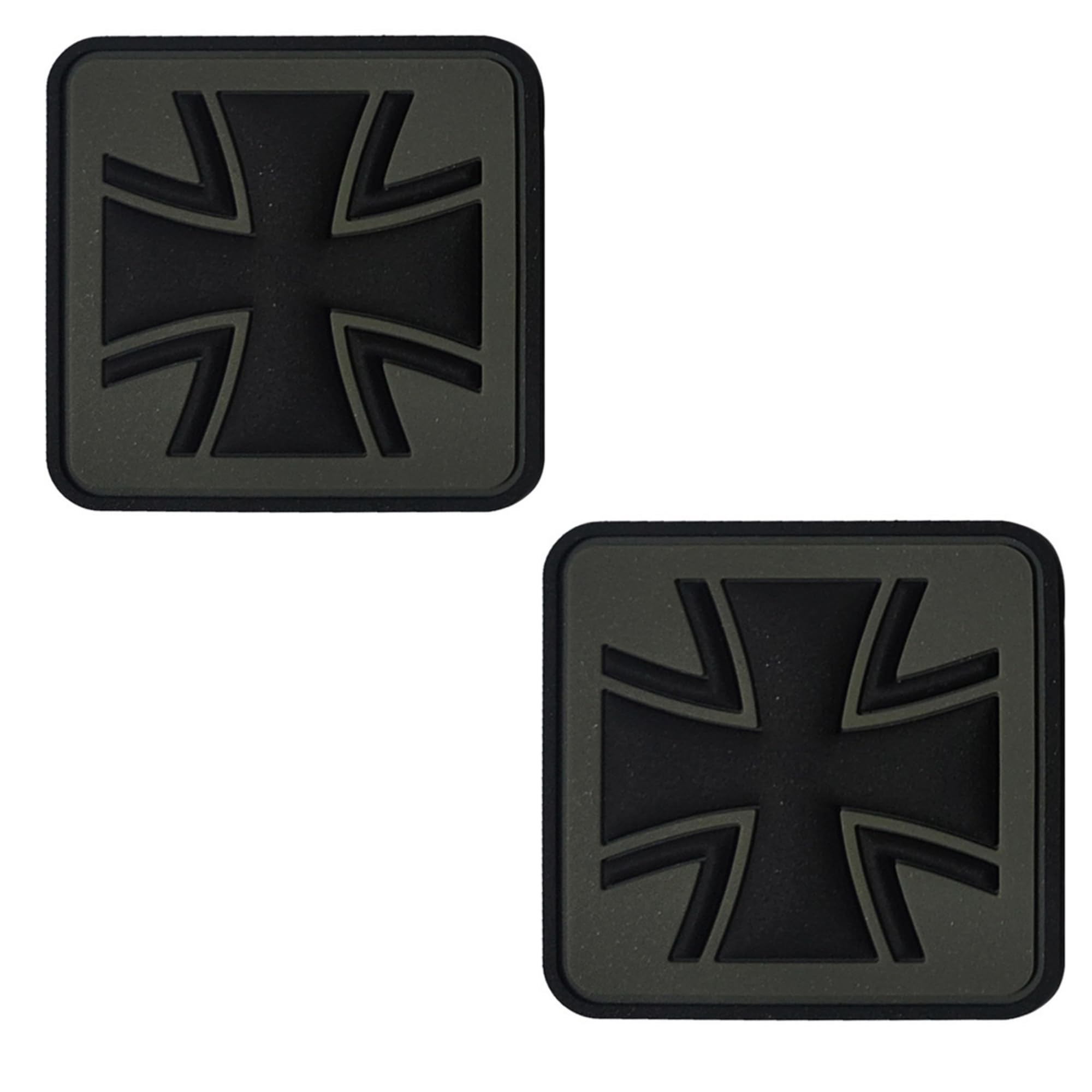 ODSP Tactical Iron Cross PVC Patches, 1.97 x 1.97 Inch, Hook and Loop Badges, 2-Pack