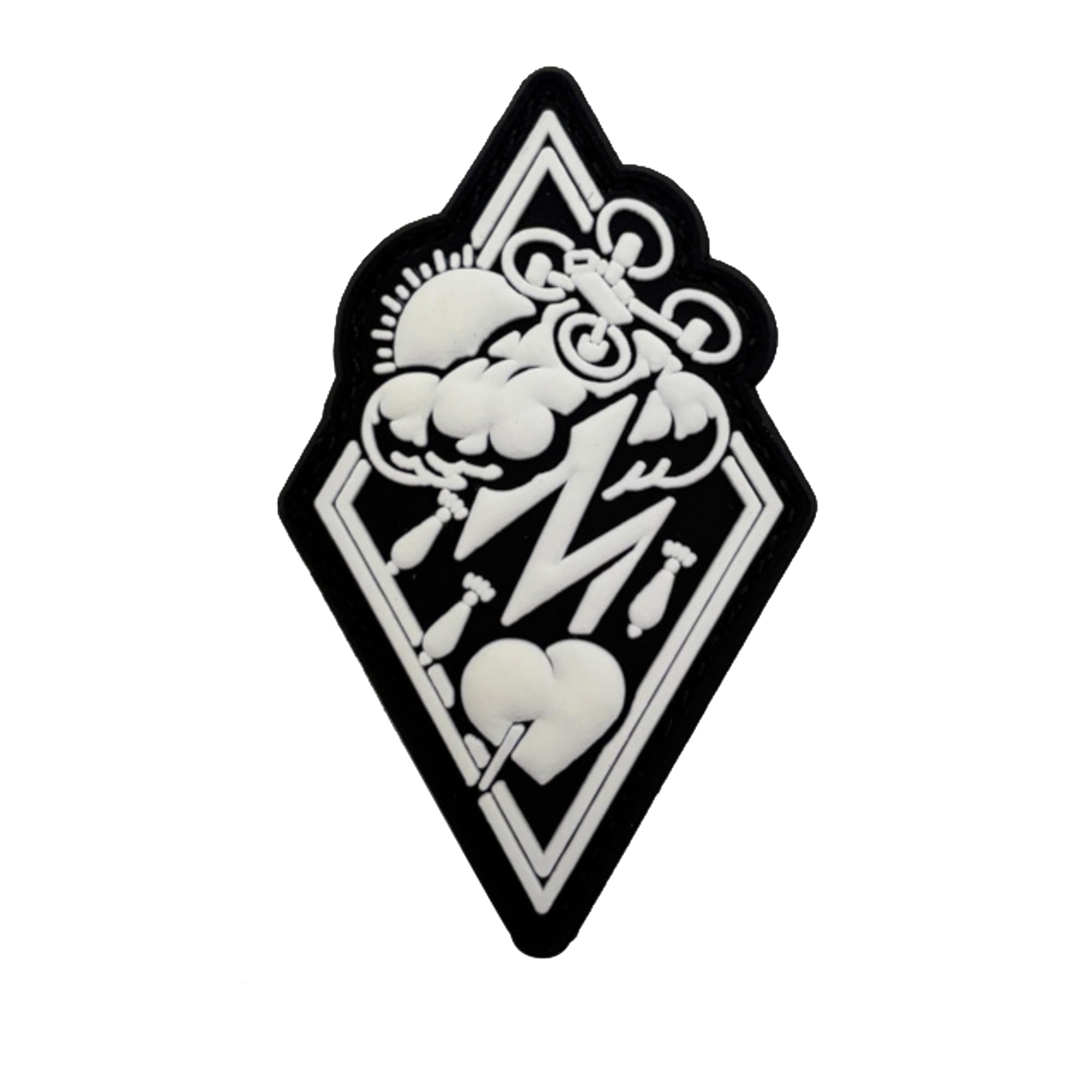 ODSP Tactical Morale PVC Patch, Glow in Dark, 2.28 x 3.74 inches, Hook and Loop Backing, Russian Thunderstorm Design, Black and White