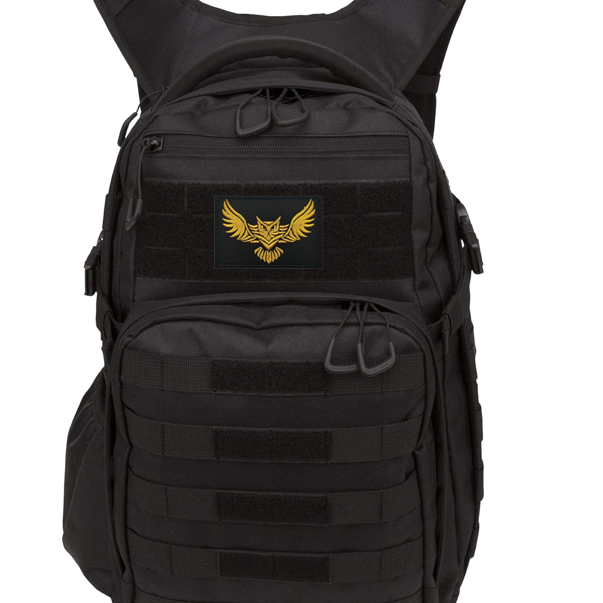 Owl Embroidered Patch with Hook and Loop Backing, 3.15 x 2.17 Inches, Black with Gold and White Options - Image 5