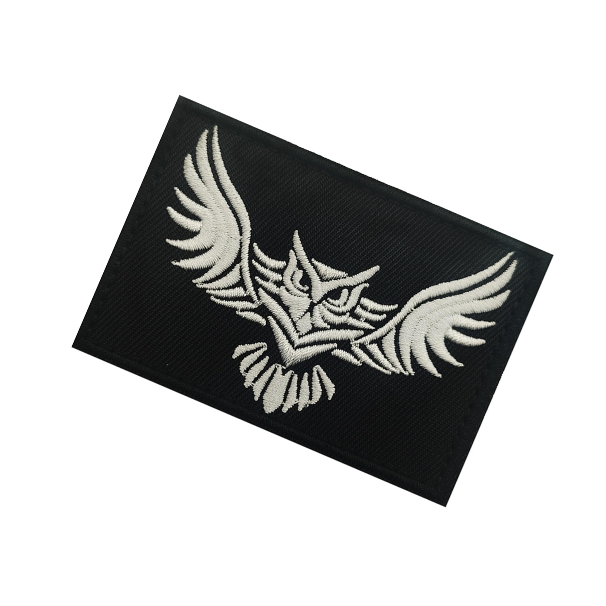 Owl Embroidered Patch with Hook and Loop Backing, 3.15 x 2.17 Inches, Black with Gold and White Options - Image 7