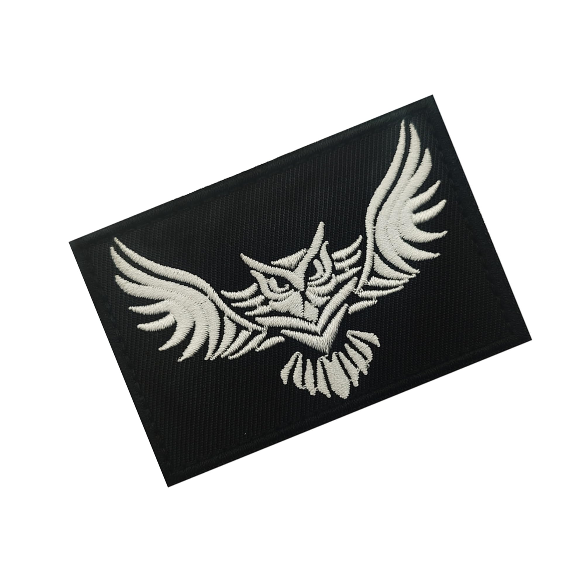 Owl Embroidered Patch with Hook and Loop Backing, 3.15 x 2.17 Inches, Black with Gold and White Options - Image 8