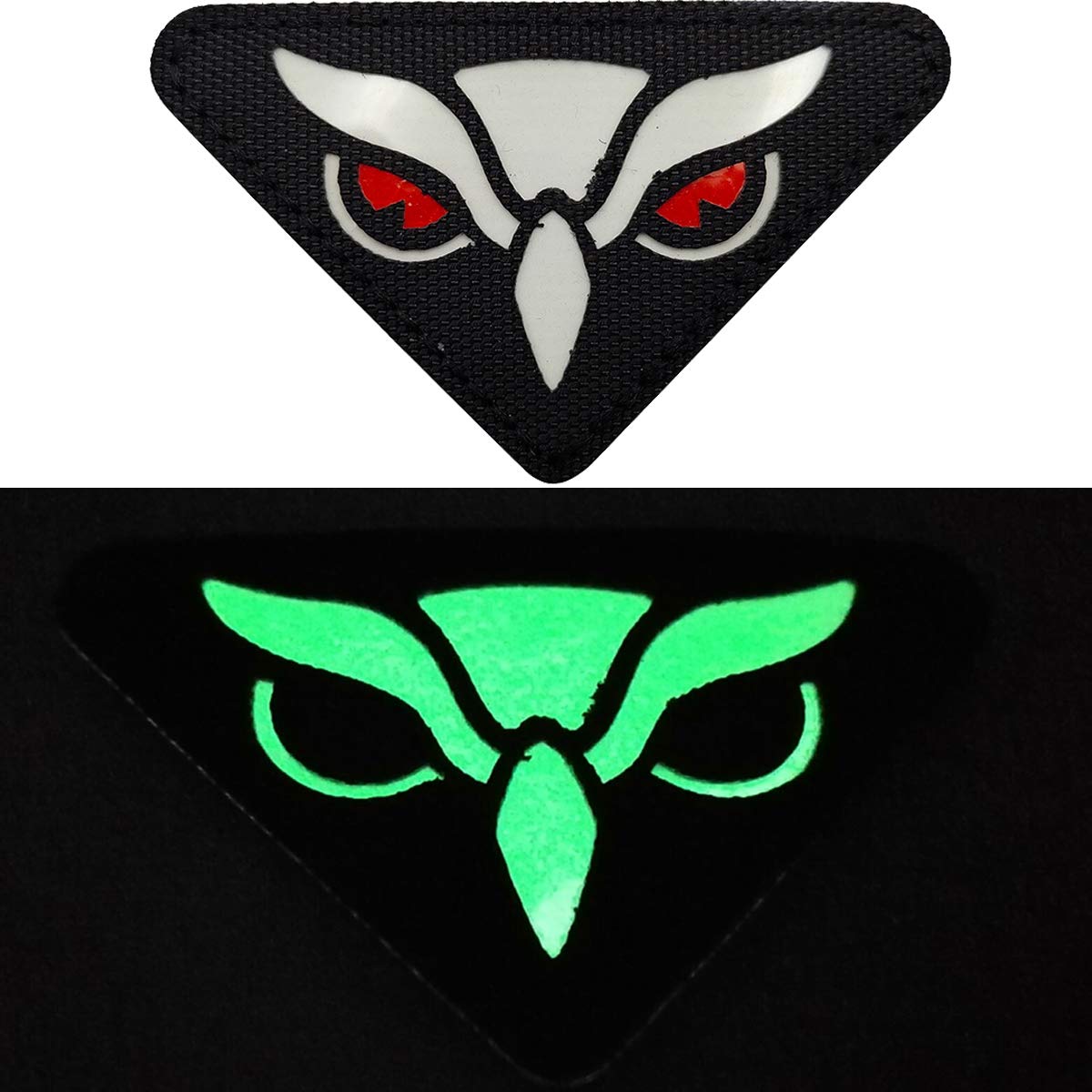Owl Eyes Glow in Dark Patch - Hook and Loop Fasteners Backing - for Clothes Backpack Hats Jackets Team Uniform - 3.15 x 1.77 Inch - Bubble of 2Pieces - Image 4