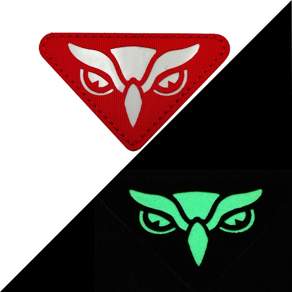 Owl Eyes Glow in Dark Patch - Hook and Loop Fasteners Backing - for Clothes Backpack Hats Jackets Team Uniform - 3.15 x 1.77 Inch - Bubble of 2Pieces - Image 5