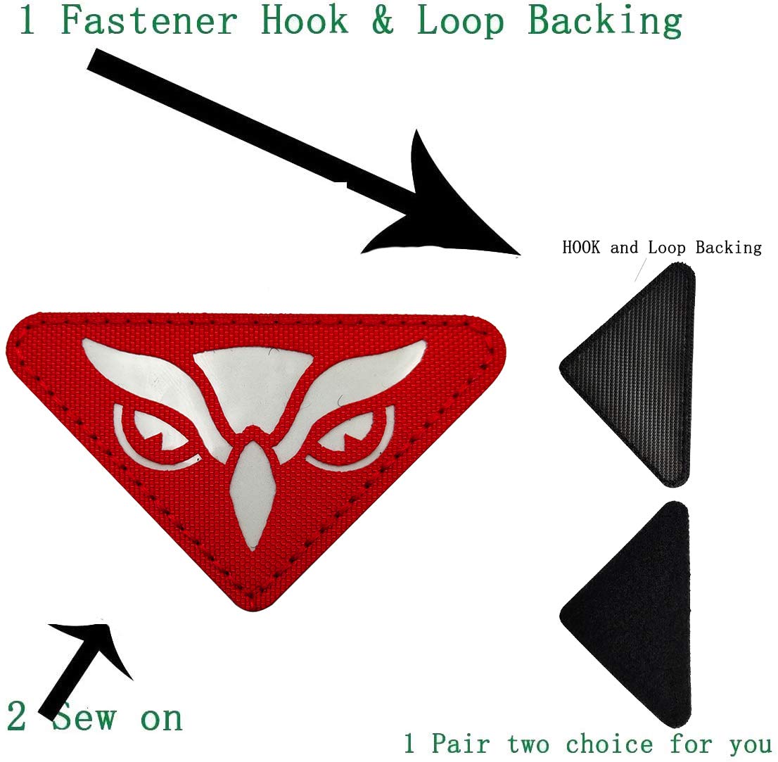 Owl Eyes Glow in Dark Patch - Hook and Loop Fasteners Backing - for Clothes Backpack Hats Jackets Team Uniform - 3.15 x 1.77 Inch - Bubble of 2Pieces - Image 7