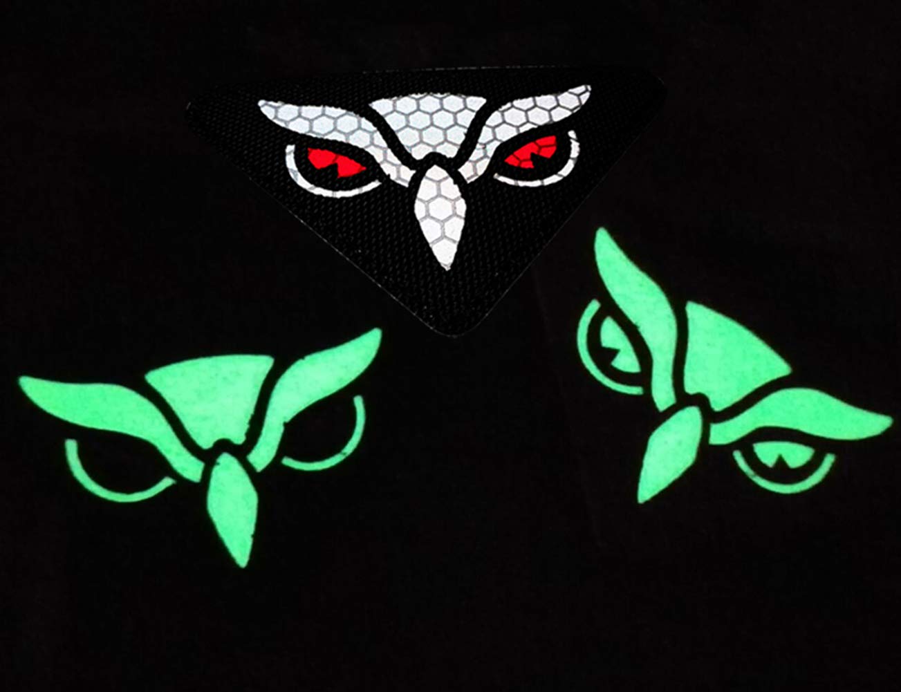 Owl Eyes Glow in Dark Patch - Hook and Loop Fasteners Backing - for Clothes Backpack Hats Jackets Team Uniform - 3.15 x 1.77 Inch - Bubble of 2Pieces - Image 9