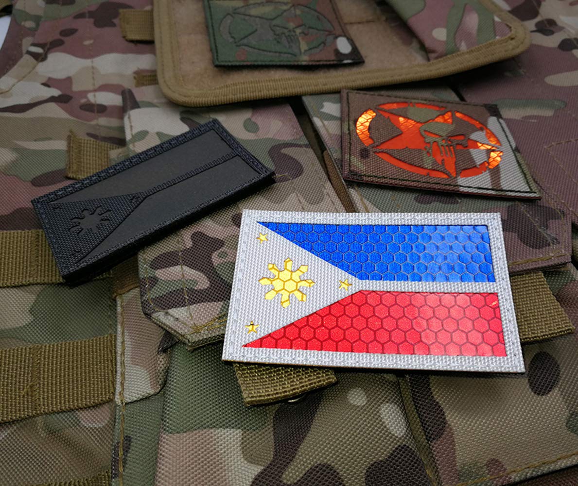 Philippines Flag Patch, Tactical Military Reflective Vest Patches Badages with Hook and Loop Fastener Backing for Clothing, Backpack Armband, Hats, Jeans, Jackets, Coat - 3.15 x 1.97 Inch - Image 8