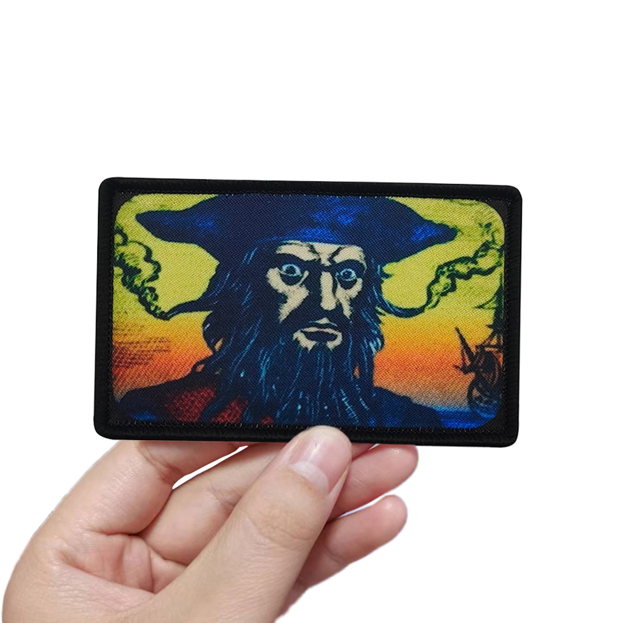 Pirate Captain Blackbeard Tactical Morale Patches Appliques, Hook and Loop Backing, Black and White, 2 Pack, 3.15 x 1.97 Inch (Color-c) - Image 6