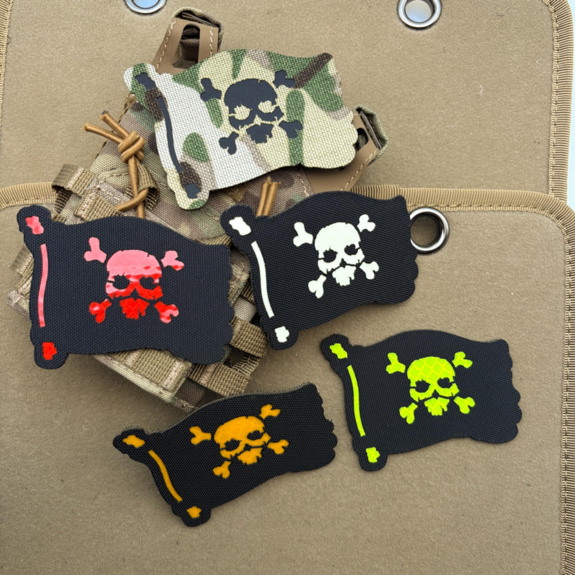 Pirate Skull Flag Tactical Morale Appliques Luminous Patches, Hook and Loop Backing, Glow in Dark Laser Cut Patch Badges, 3.15 x 2.36 inch - Image 5