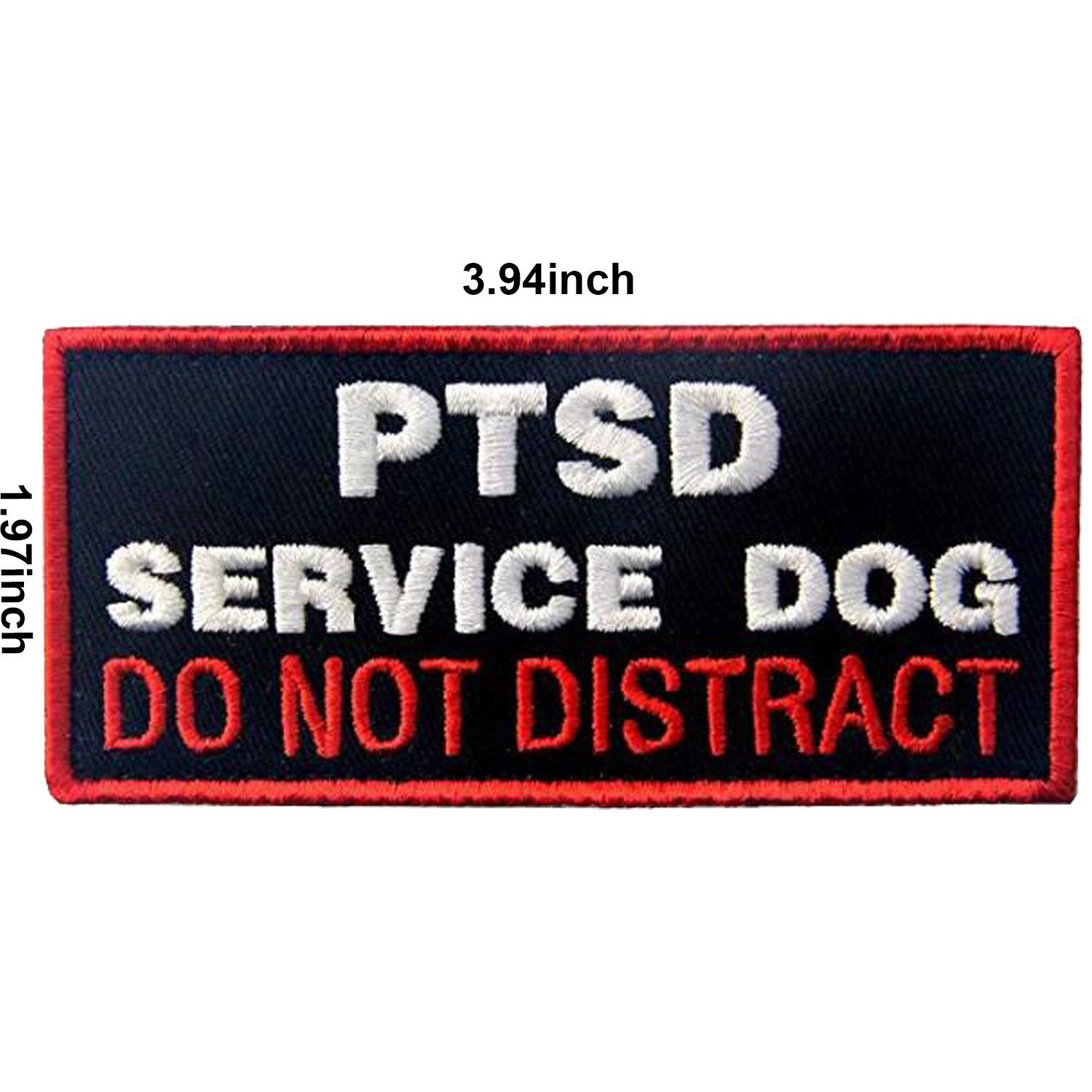 PTSD Service Dog DO NOT Distract Tactical Military Badge Emblem Embroidered Fastener Hook Loop Patches Appliques for Harnesses Vests 3.93" x 1.97" Sized (2PCS) - Image 2