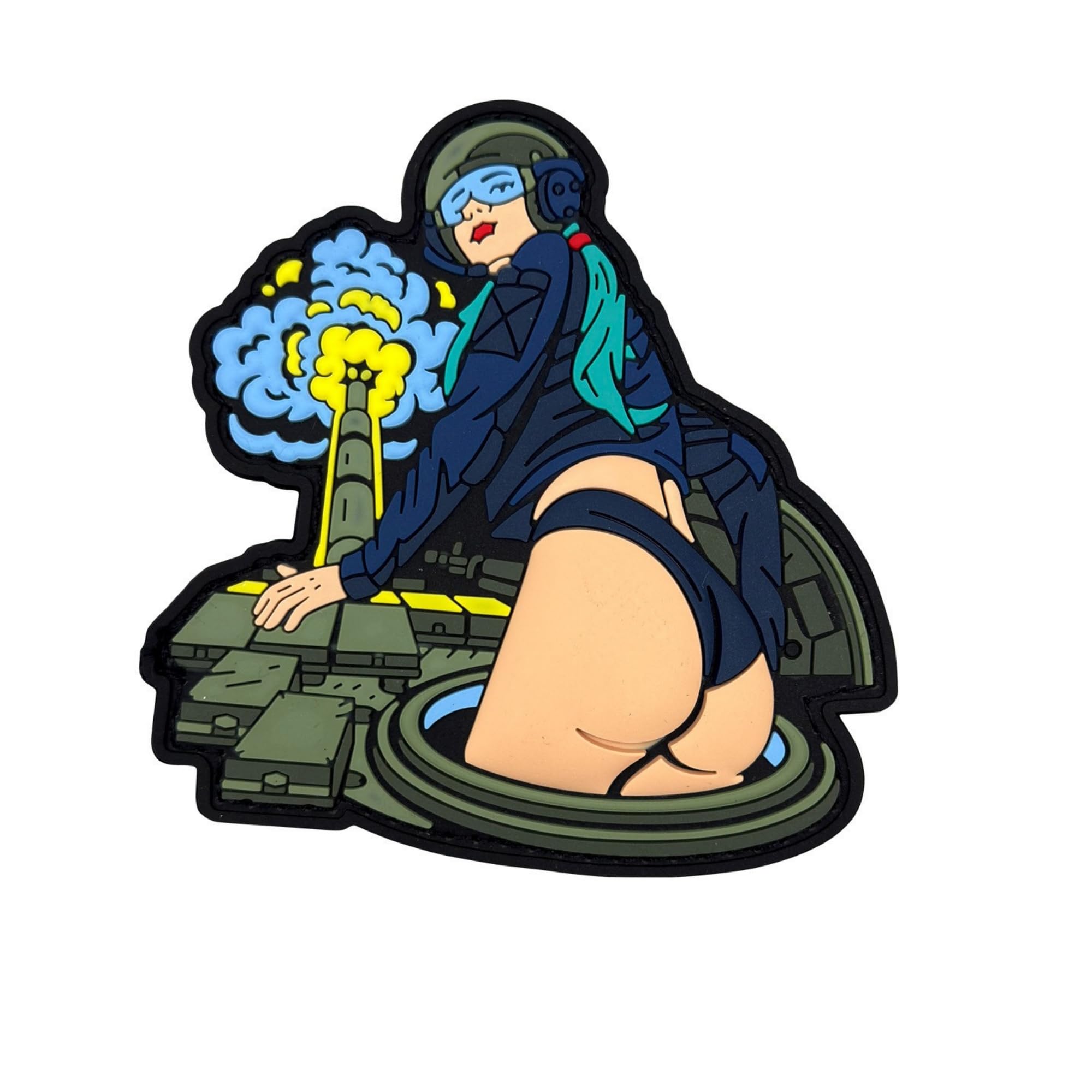 PVC 3D Soft Rubber Morale Badge, Mushroom Cloud Warrior Bikini Girl Design, Hook Backing, 3.86 x 3.74 Inch