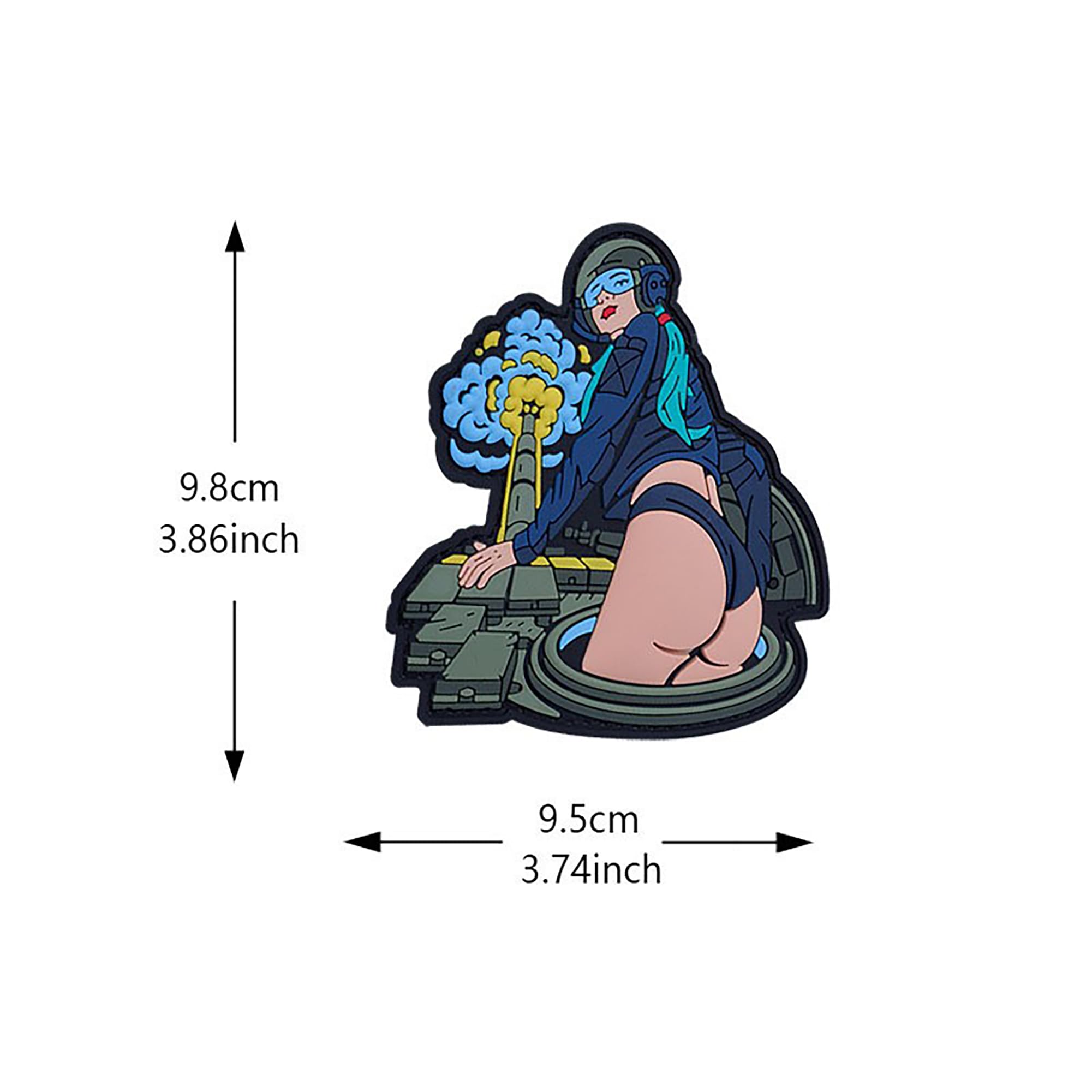 PVC 3D Soft Rubber Morale Badge, Mushroom Cloud Warrior Bikini Girl Design, Hook Backing, 3.86 x 3.74 Inch - Image 2