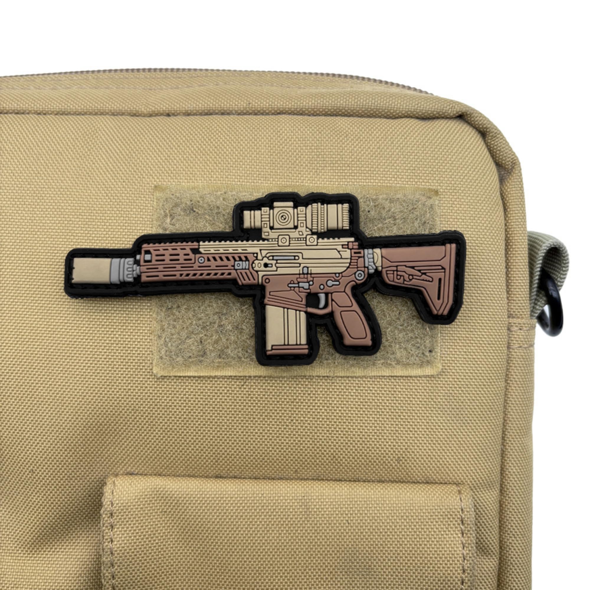 Q-Version Desert Weapons Tactical PVC Morale Patch Set, Desert Rifle and Pistol Design Appliques, Military Style, Hook and Loop Backing Armband Badges for Backpacks and Gear - Image 4