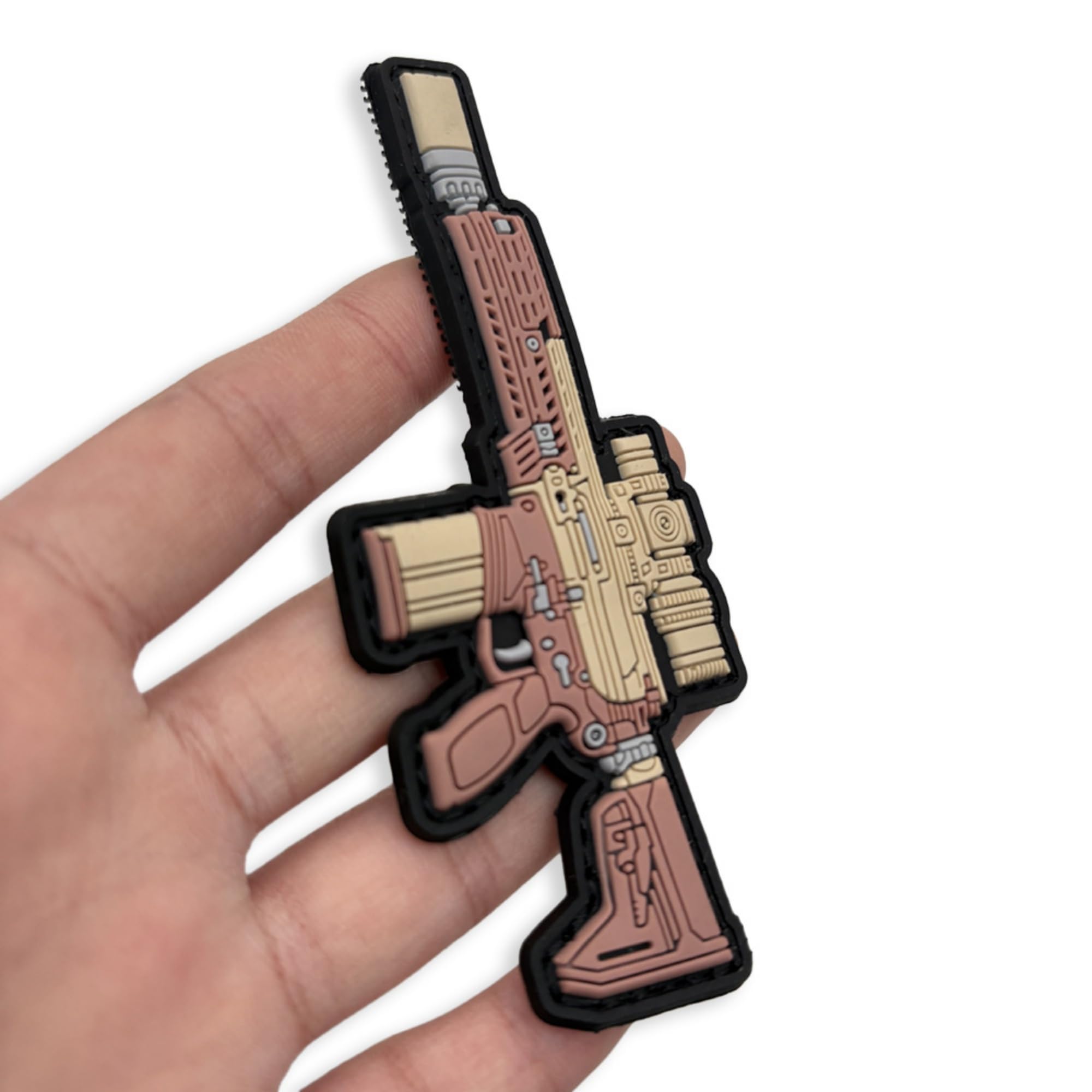 Q-Version Desert Weapons Tactical PVC Morale Patch Set, Desert Rifle and Pistol Design Appliques, Military Style, Hook and Loop Backing Armband Badges for Backpacks and Gear - Image 5