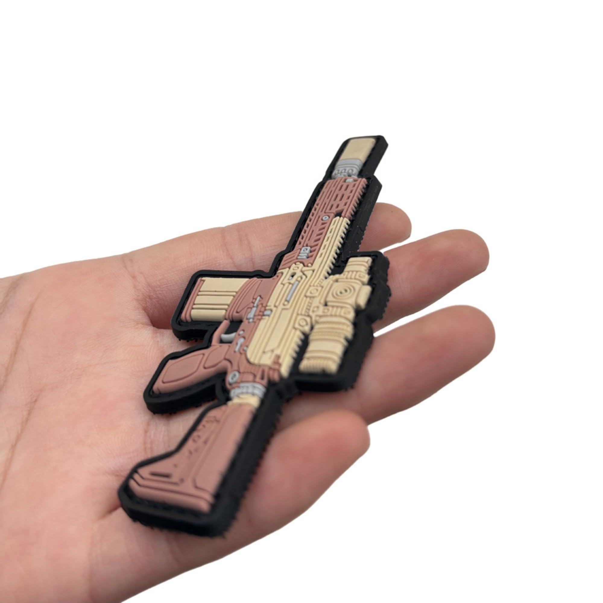 Q-Version Desert Weapons Tactical PVC Morale Patch Set, Desert Rifle and Pistol Design Appliques, Military Style, Hook and Loop Backing Armband Badges for Backpacks and Gear - Image 6