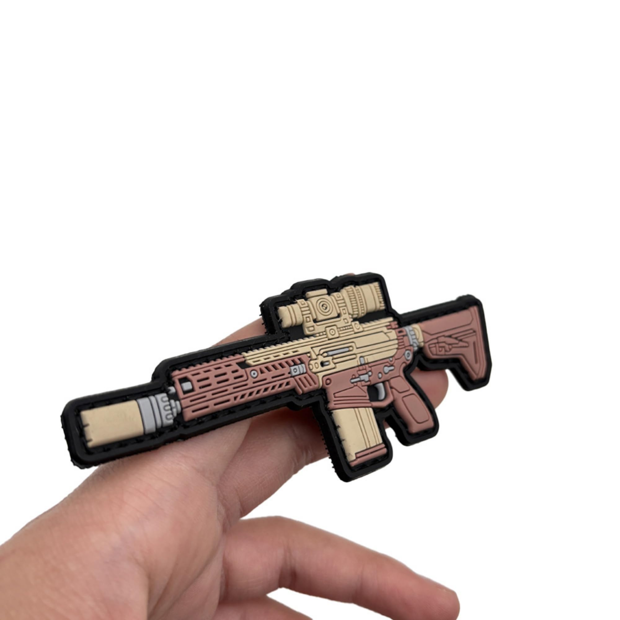 Q-Version Desert Weapons Tactical PVC Morale Patch Set, Desert Rifle and Pistol Design Appliques, Military Style, Hook and Loop Backing Armband Badges for Backpacks and Gear - Image 7