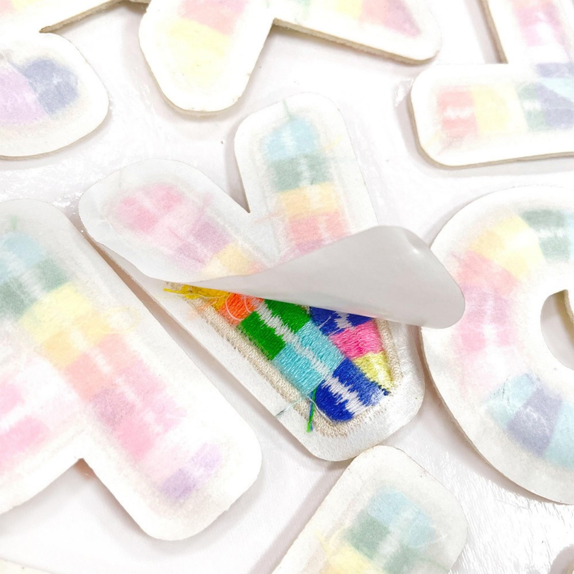Rainbow Striped Embroidered Letter Patches A-Z, Self-Adhesive 3D Alphabet Appliques, 26-Piece Set - Image 3