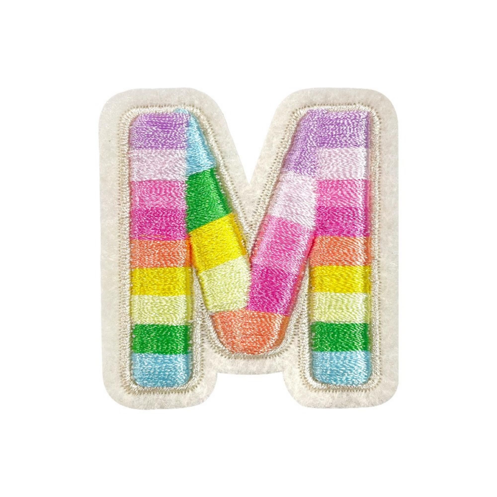 Rainbow Striped Embroidered Letter Patches A-Z, Self-Adhesive 3D Alphabet Appliques, 26-Piece Set - Image 7