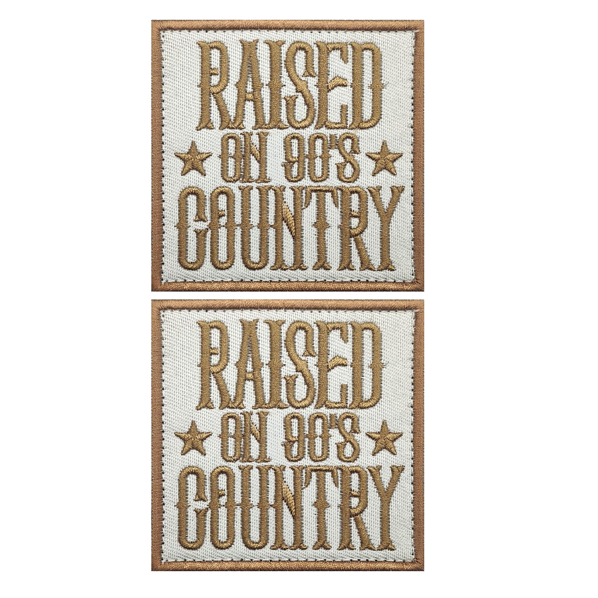 Raised on 90's Country Embroidered Appliques Patches Fastener Hook and Loop Backing, Humor Funny Decorative Patch, Tactical Morale Military Badges for Clothes, Backpacks, Hats, 2.95 x 2.95 Inches