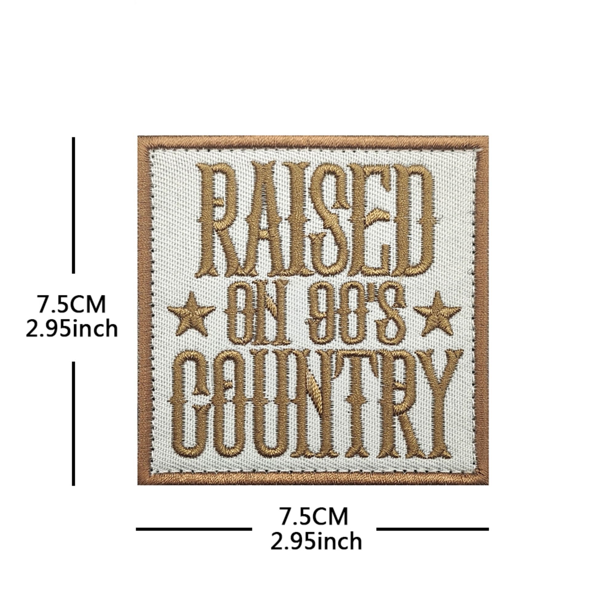 Raised on 90's Country Embroidered Appliques Patches Fastener Hook and Loop Backing, Humor Funny Decorative Patch, Tactical Morale Military Badges for Clothes, Backpacks, Hats, 2.95 x 2.95 Inches - Image 3