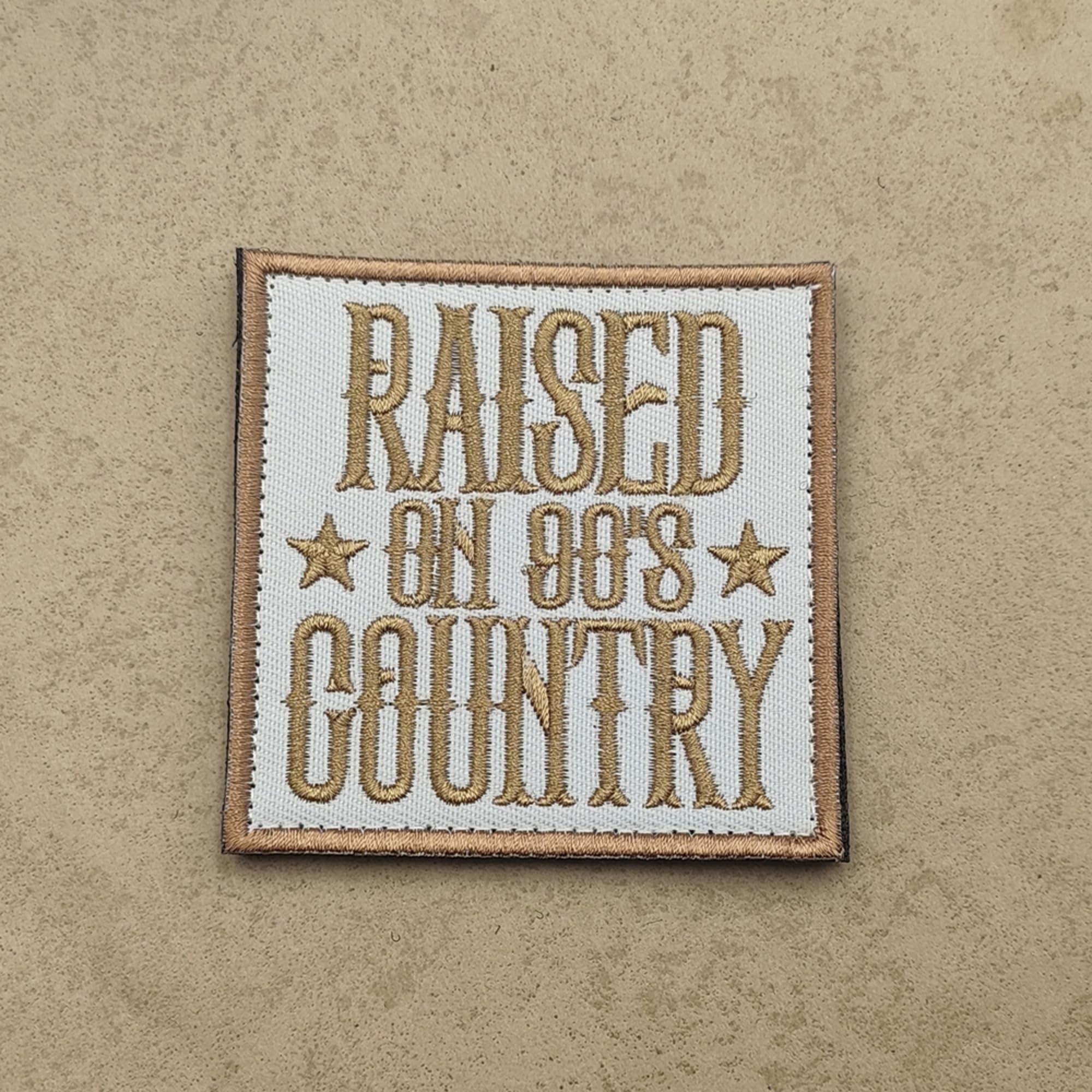 Raised on 90's Country Embroidered Appliques Patches Fastener Hook and Loop Backing, Humor Funny Decorative Patch, Tactical Morale Military Badges for Clothes, Backpacks, Hats, 2.95 x 2.95 Inches - Image 5