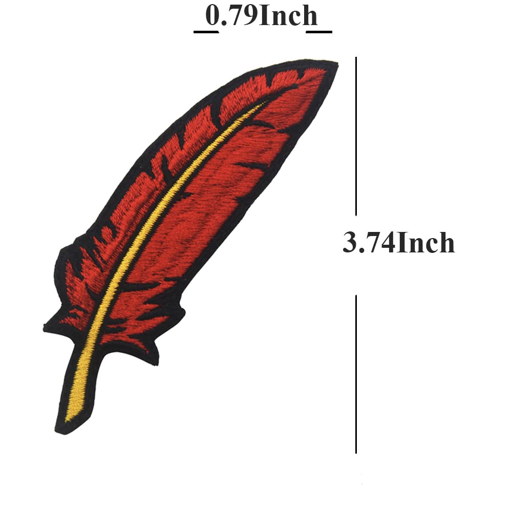 Red Feathers Embroidered Fabric Applique Patches Tactical Military Morale Combat Armband Badges - Image 2