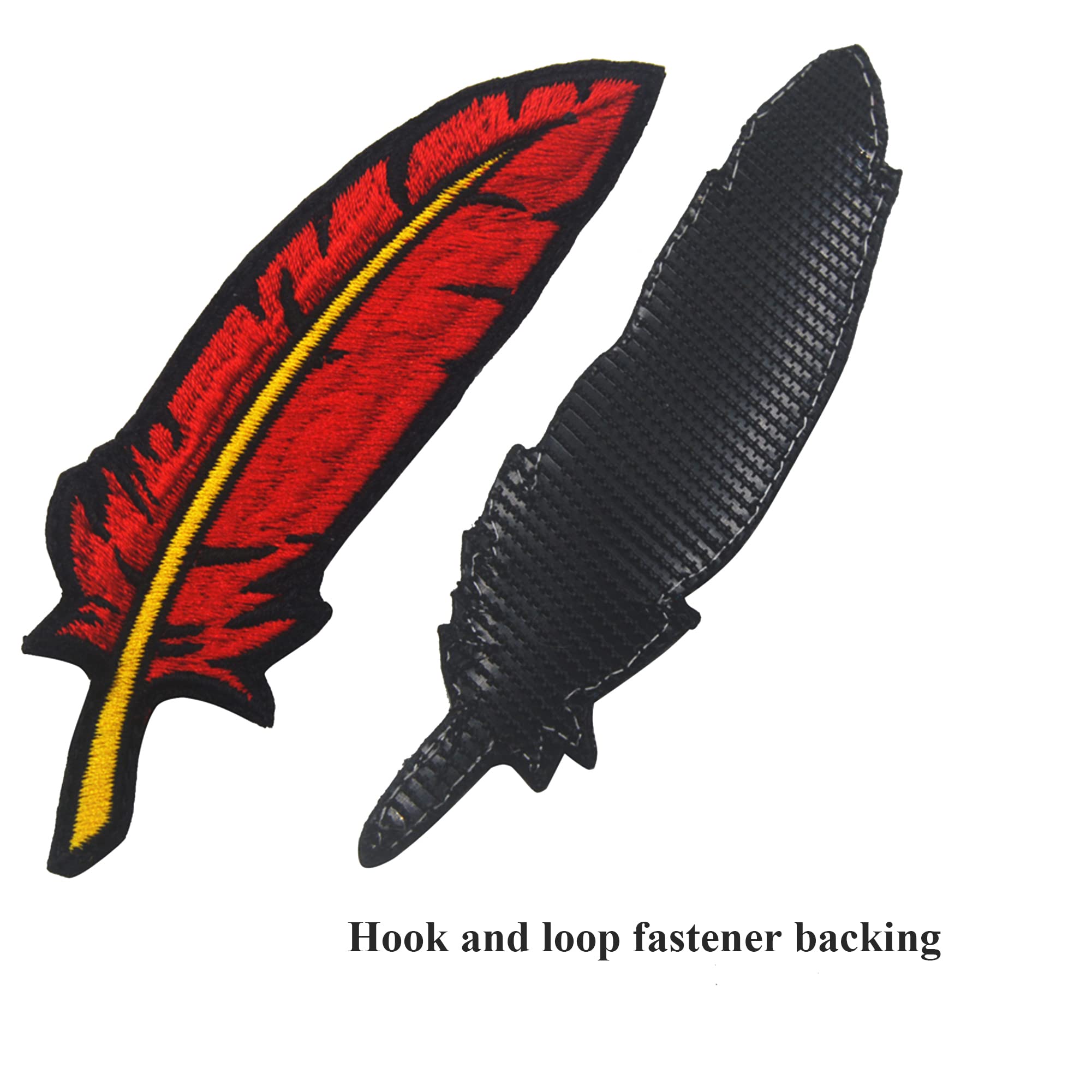 Red Feathers Embroidered Fabric Applique Patches Tactical Military Morale Combat Armband Badges - Image 3