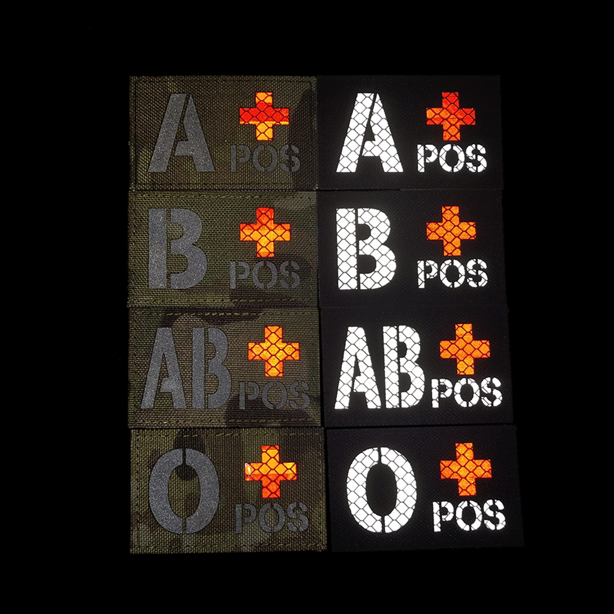 Reflective Blood Type Medical Patches, A Positive, Hook and Loop Backing, 3.15 x 1.97 Inch, Black, Set of 2 - Image 2