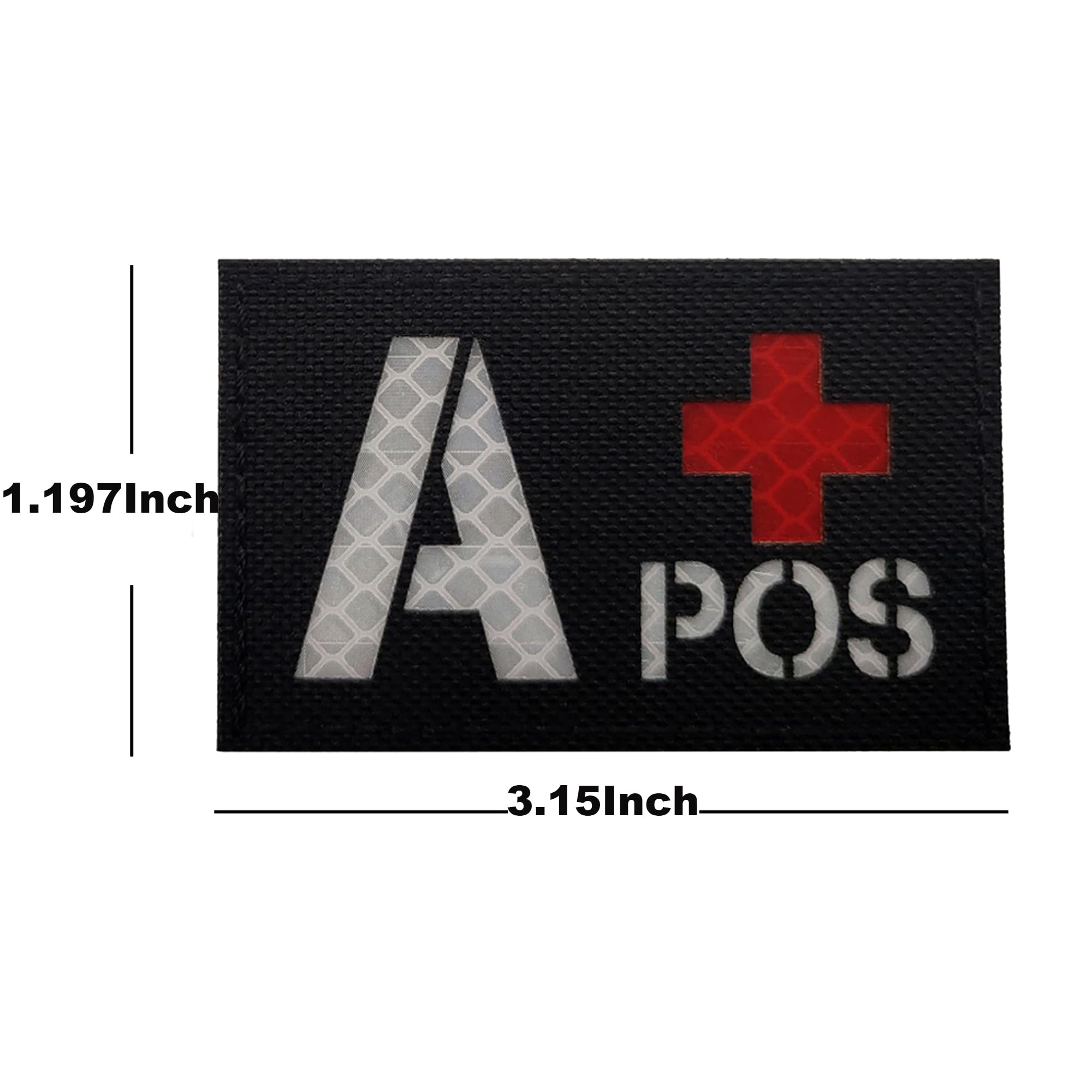 Reflective Blood Type Medical Patches, A Positive, Hook and Loop Backing, 3.15 x 1.97 Inch, Black, Set of 2 - Image 4