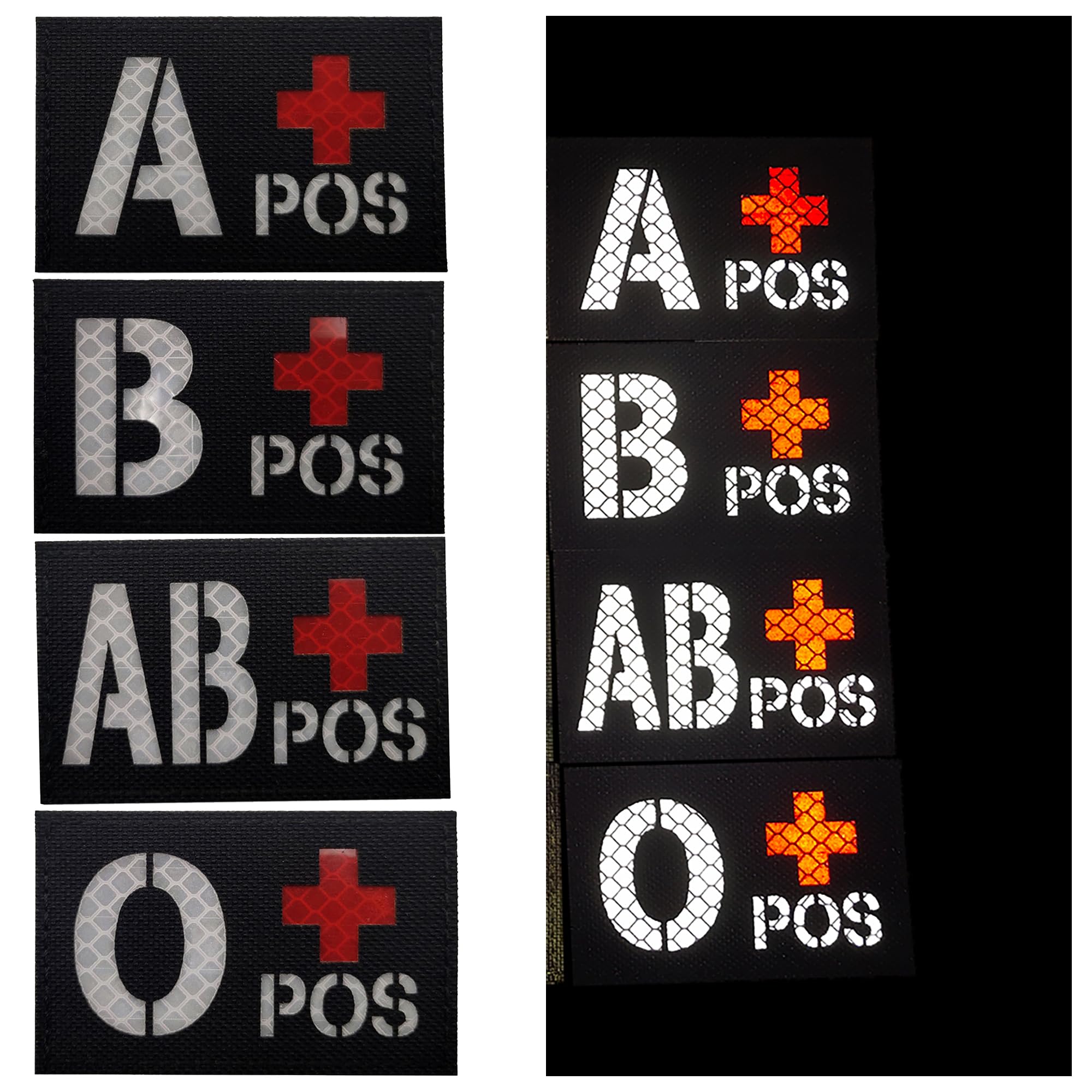 Reflective Blood Type Medical Patches, A Positive, Hook and Loop Backing, 3.15 x 1.97 Inch, Black, Set of 2 - Image 5