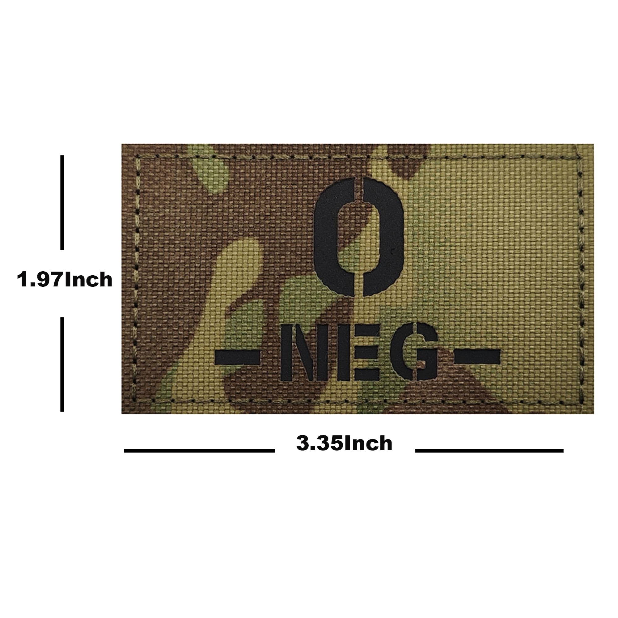 Reflective Blood Type Medical Patches, O Negative, Hook and Loop Backing, 3.35 x 1.97 Inch, Camouflage, Set of 2 - Image 2
