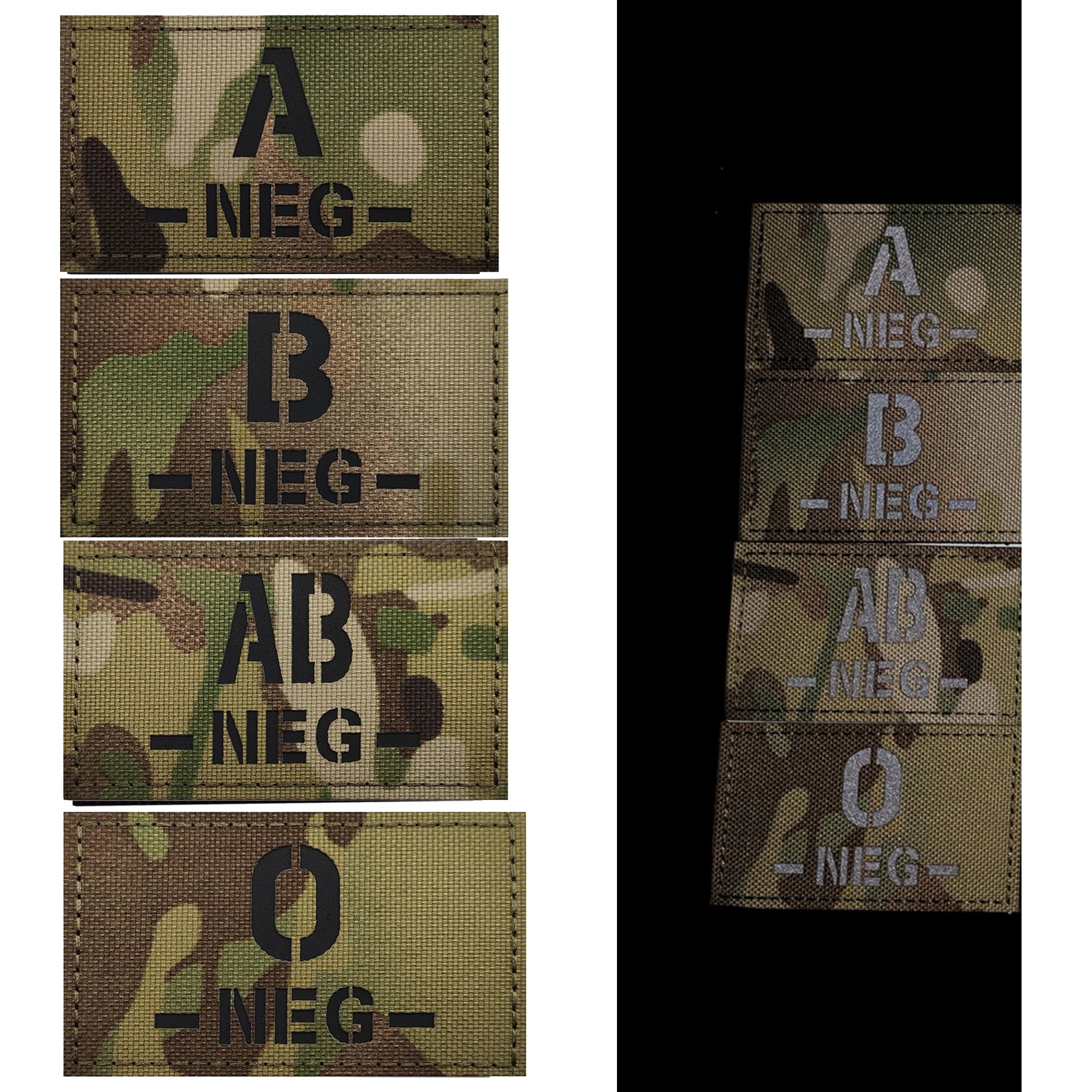 Reflective Blood Type Medical Patches, O Negative, Hook and Loop Backing, 3.35 x 1.97 Inch, Camouflage, Set of 2 - Image 4