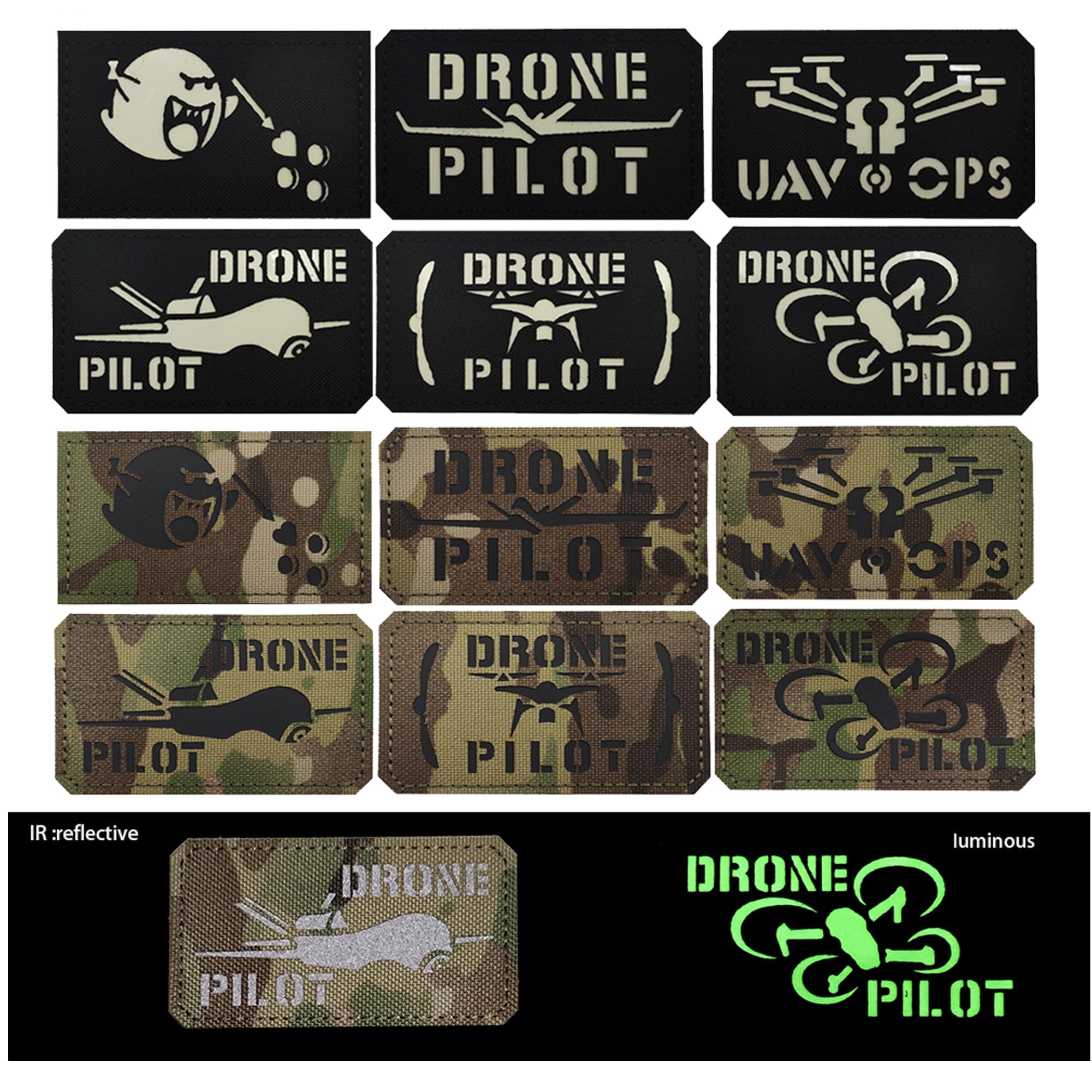 Reflective Drone Pilot Patch, Drone Pilot Hook Loop Fastener Backing Tactical Emblem Badges Decorative Appliques for Backpacks, Hats, Helmets, Clothes, Jackets - Image 6