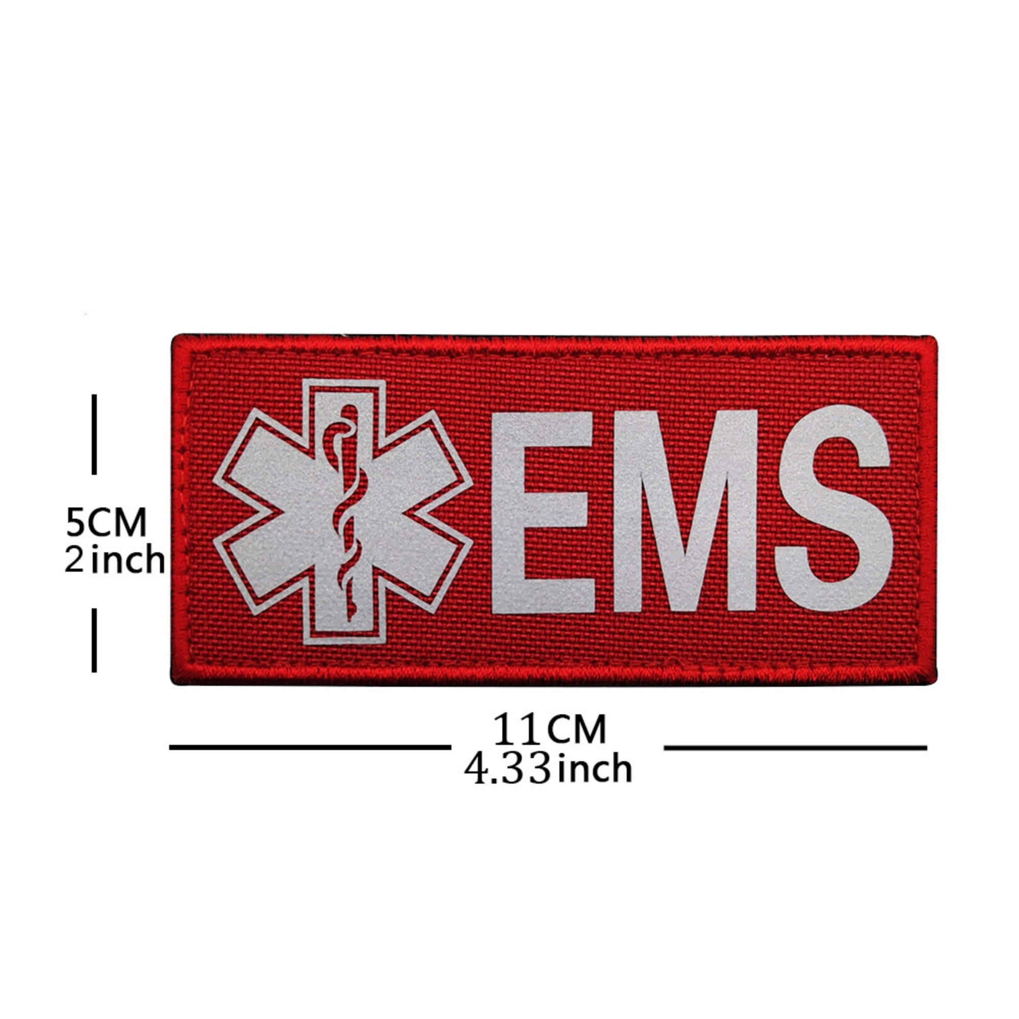 Reflective EMS Medical Patches, 4.33 x 2 Inches, Hook and Loop Backing, Red and White, 2-Pack - Image 2